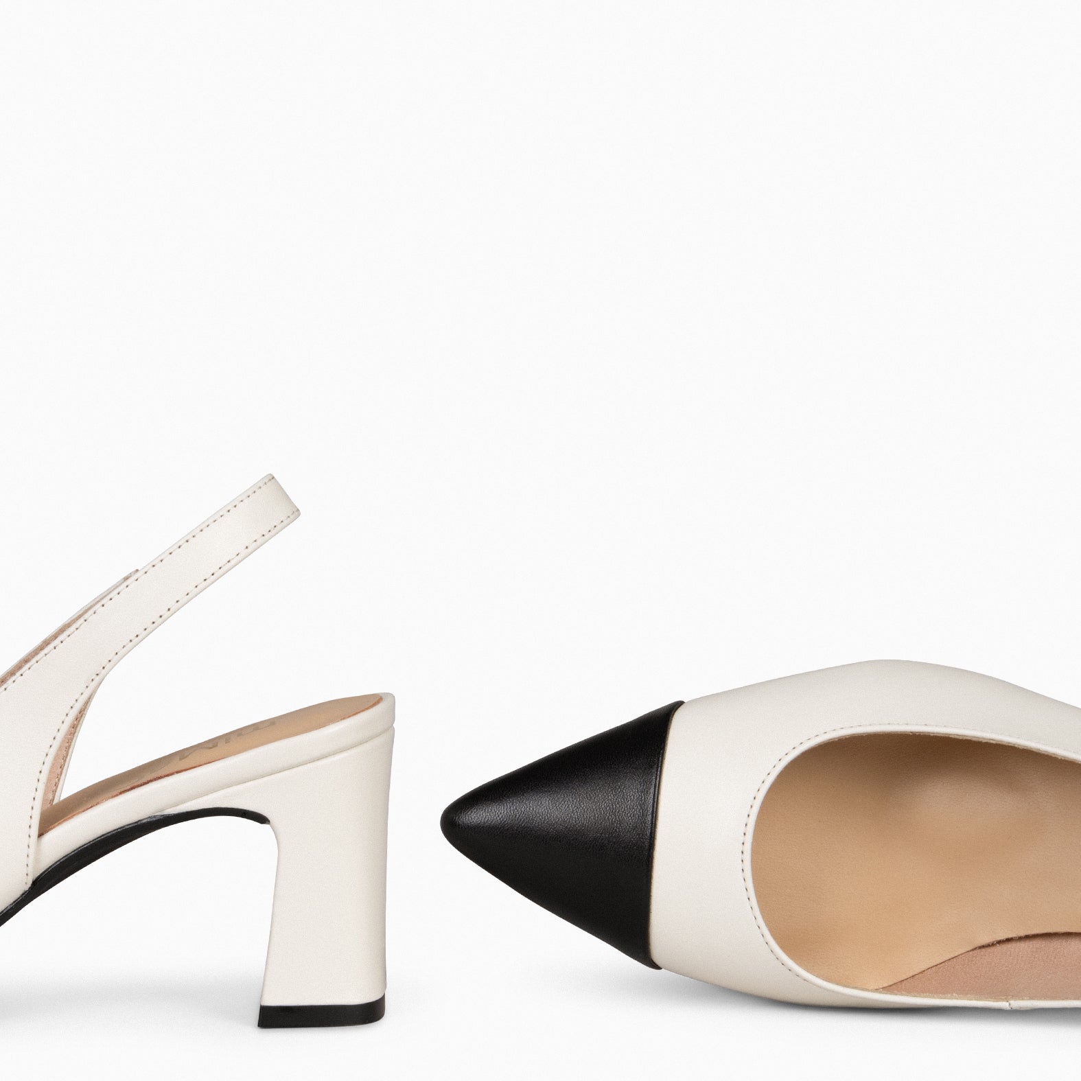 DIANA - Zapato BLANCO ROTO puntera afilada NEGRO