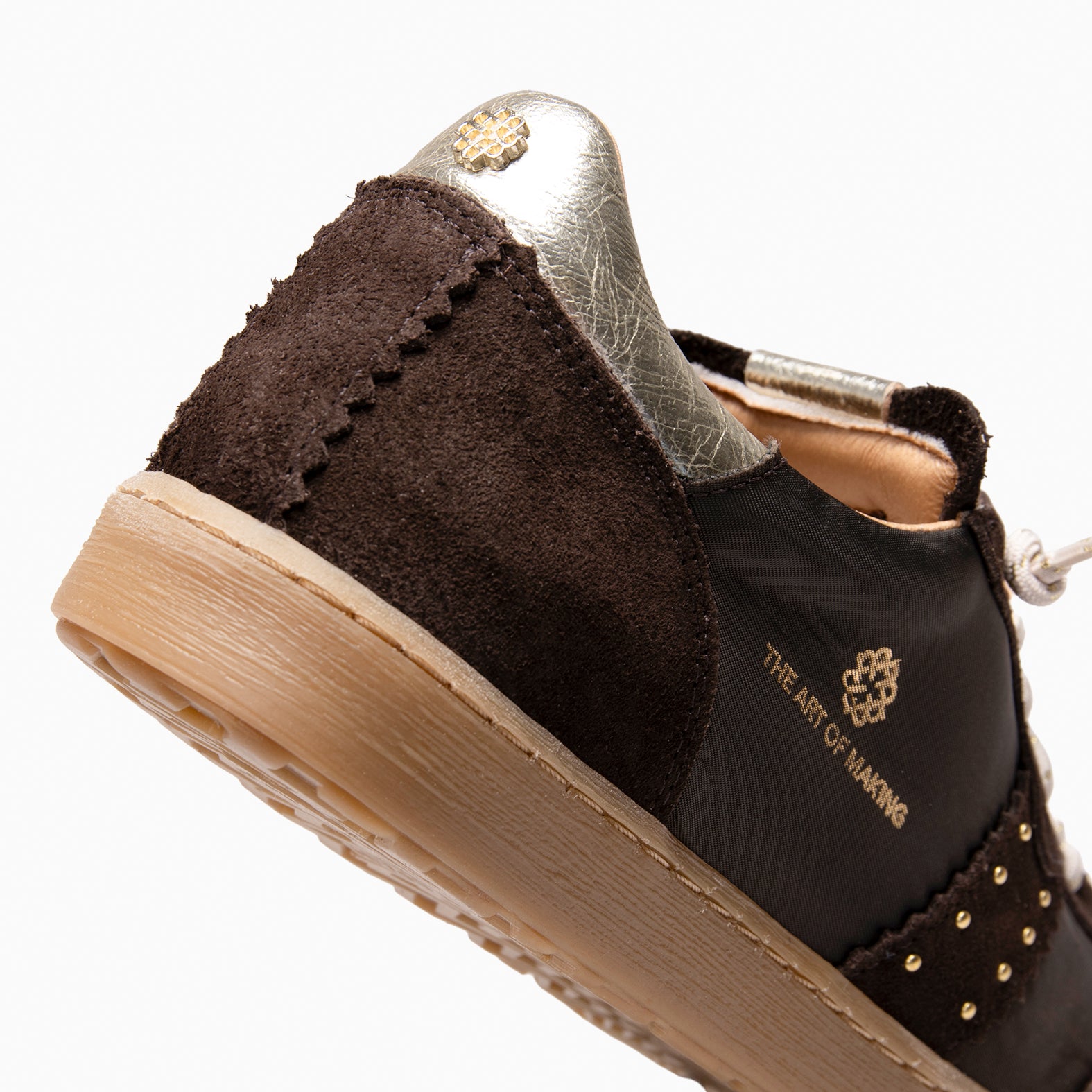 STÜDIO 01 - Baskets pour femme en daim et nylon MARRON