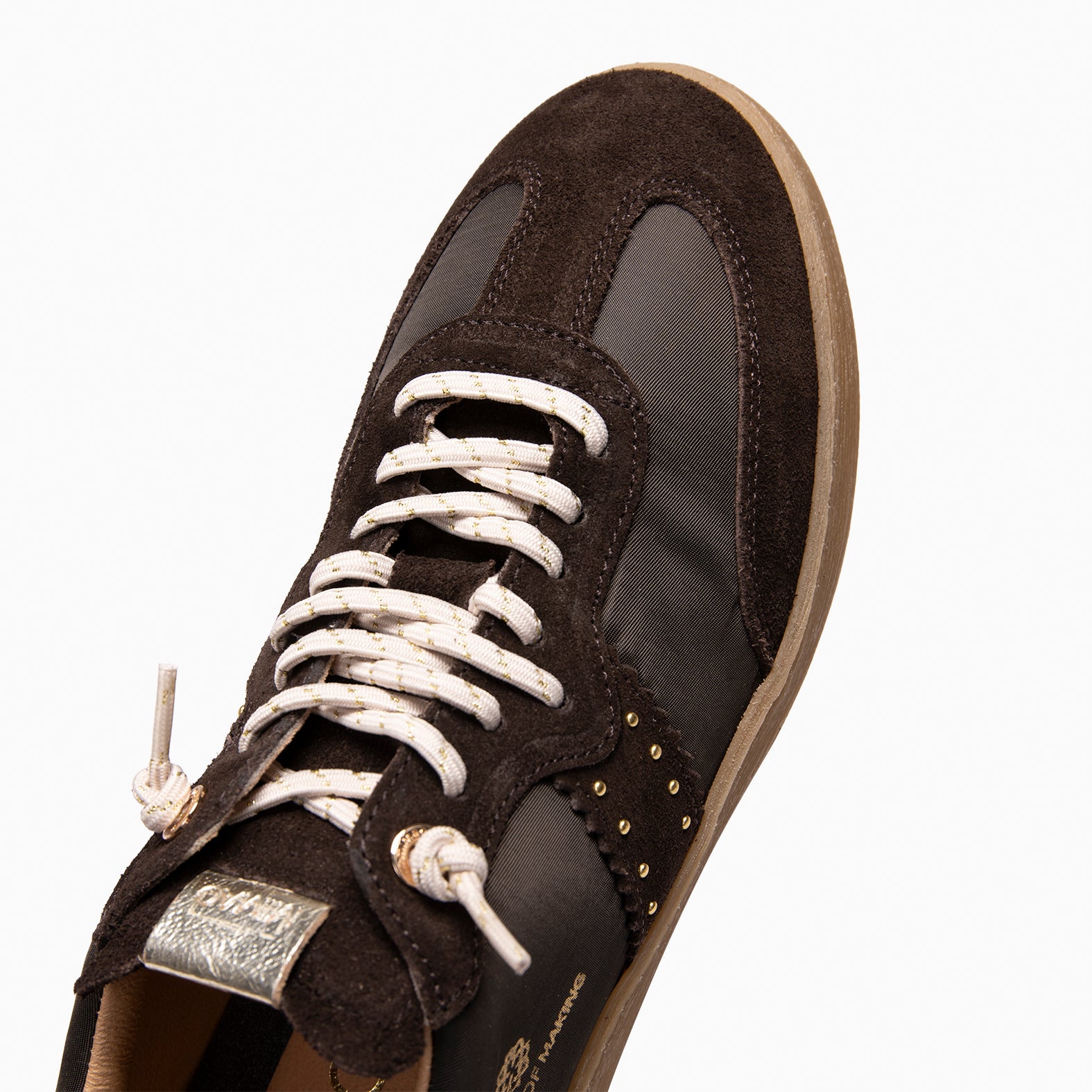 STÜDIO 01 - Baskets pour femme en daim et nylon MARRON