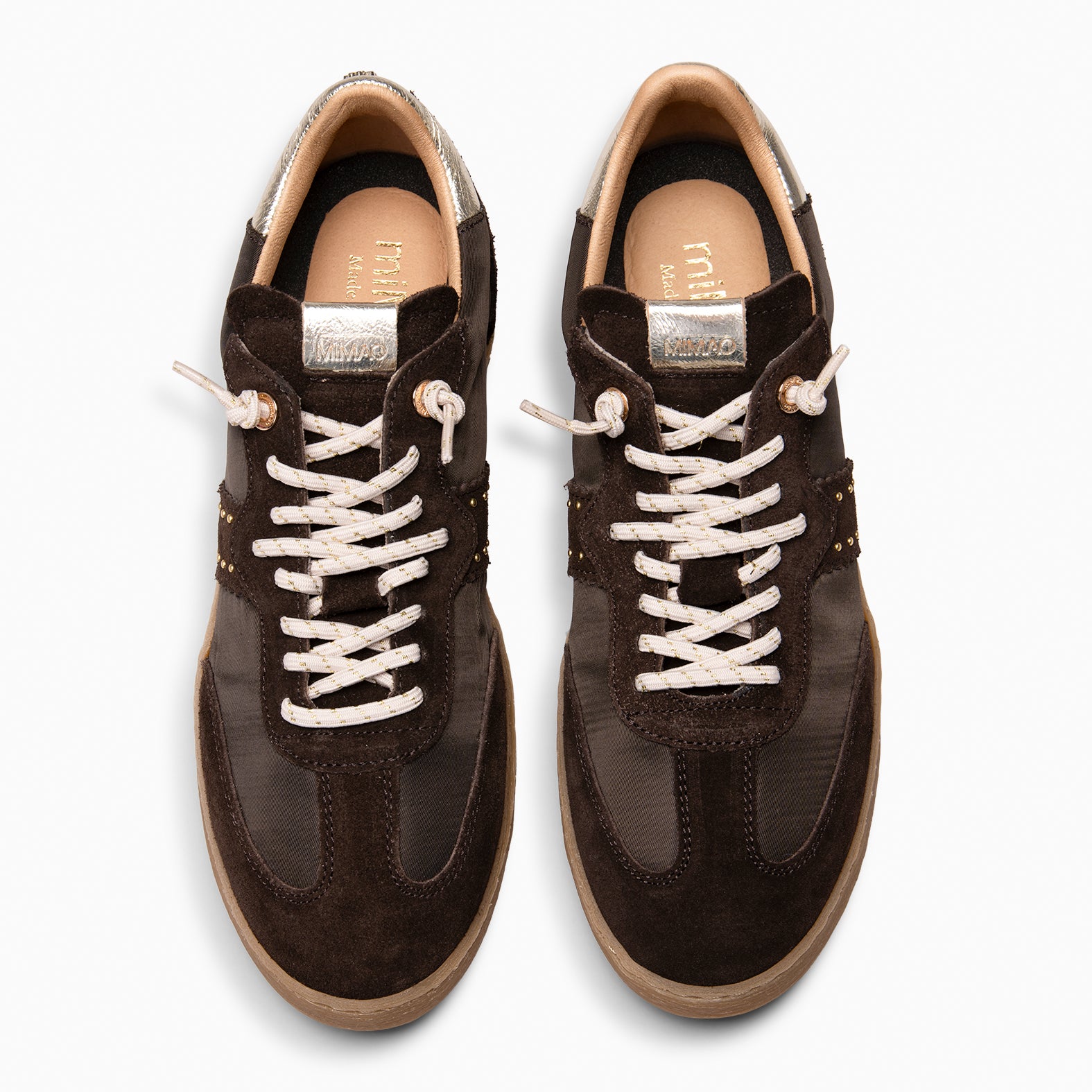 STÜDIO 01 - Baskets pour femme en daim et nylon MARRON