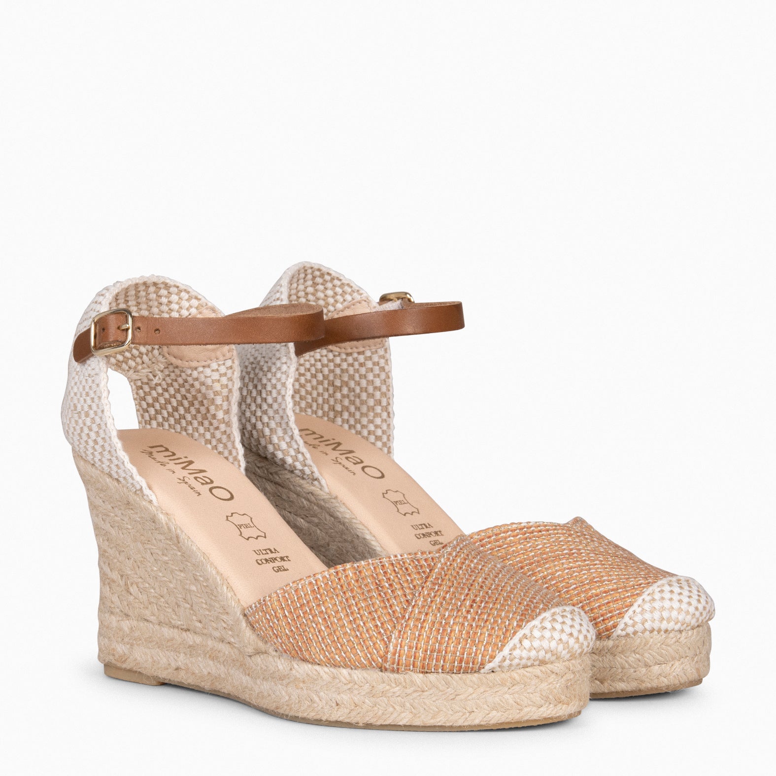 CONIL - Espadrilles ORANGE avec fils dorés