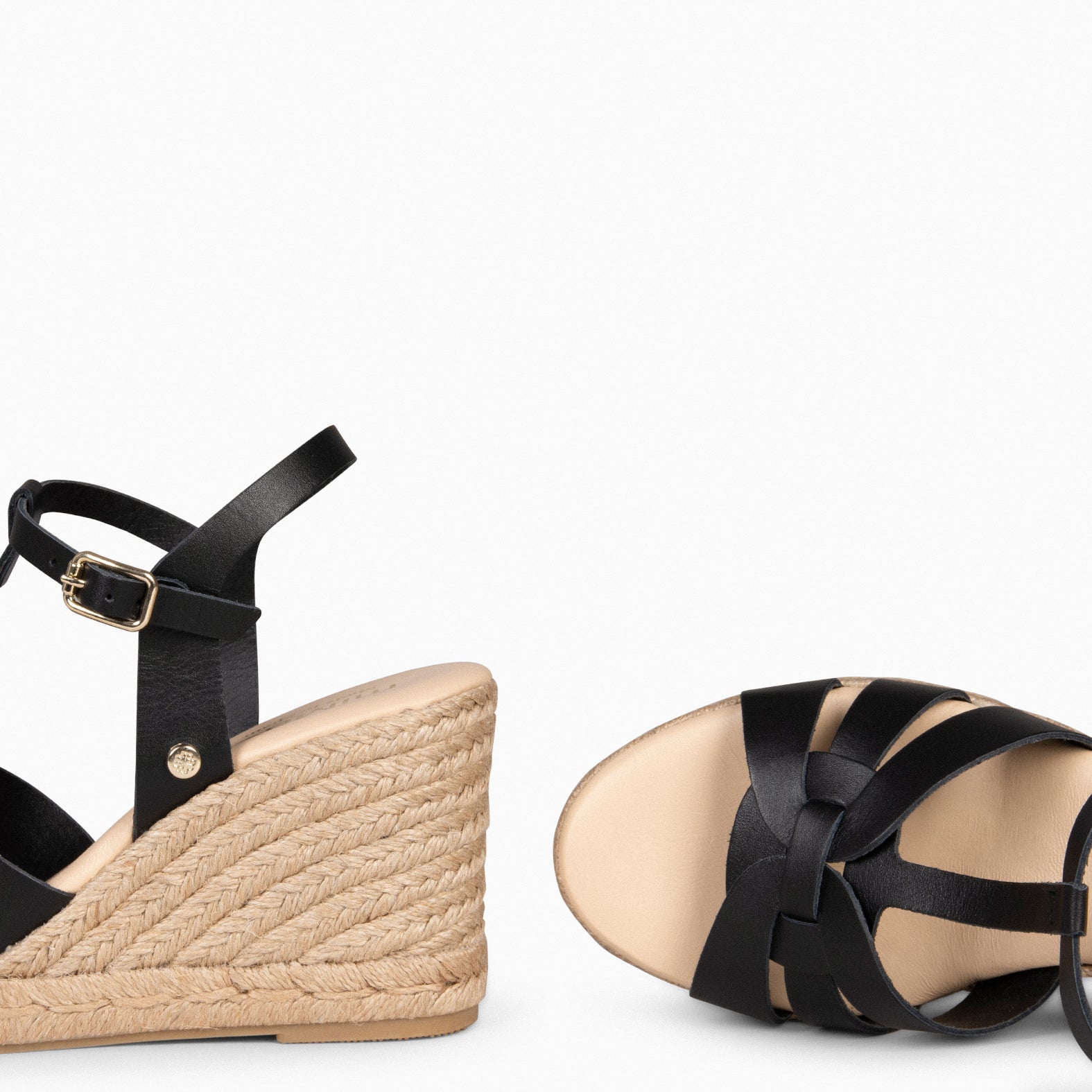 VALERIA - Sandalias de esparto con tiras NEGRO