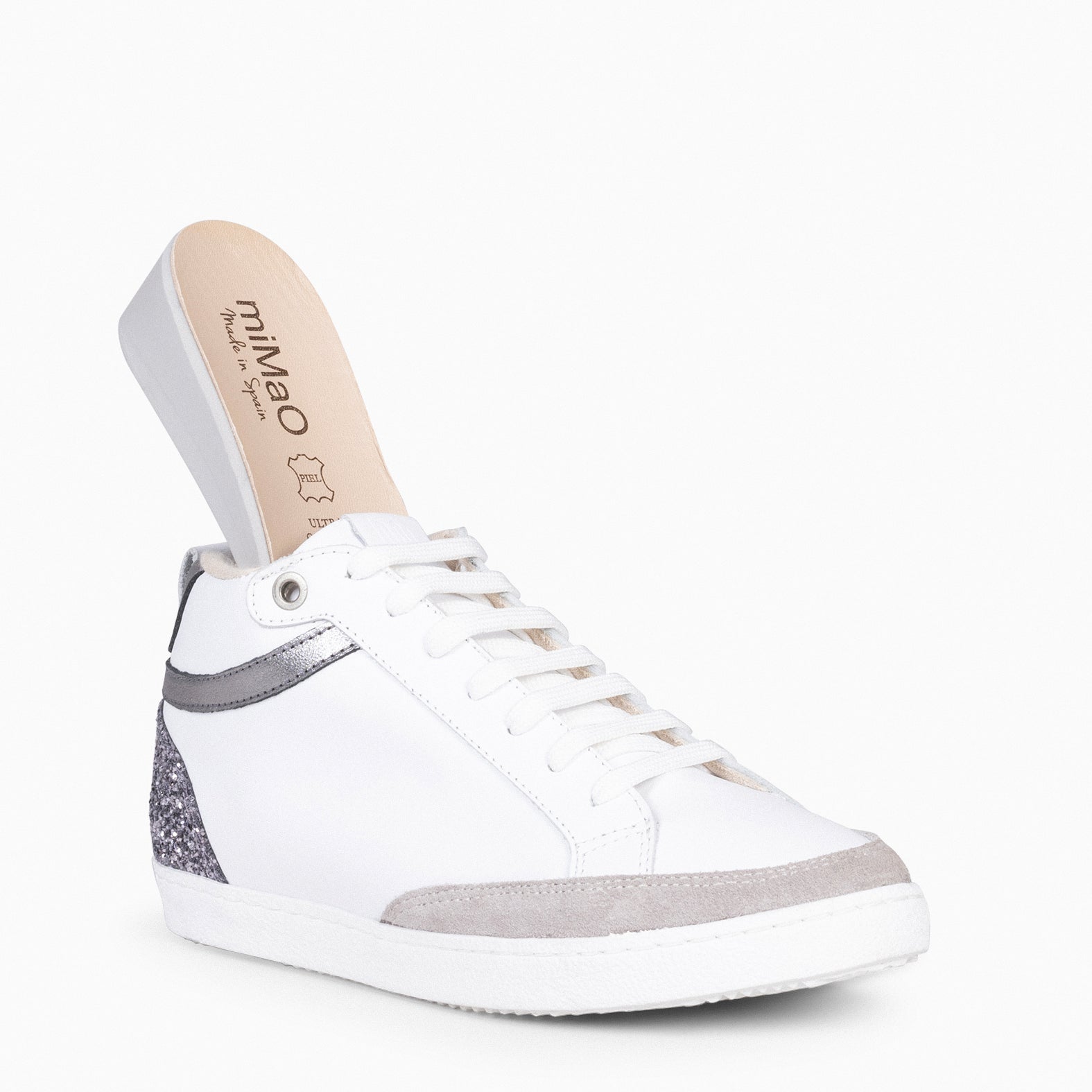 RACHEL - Zapatillas con cuña interior mujer BLANCO y GLITTER