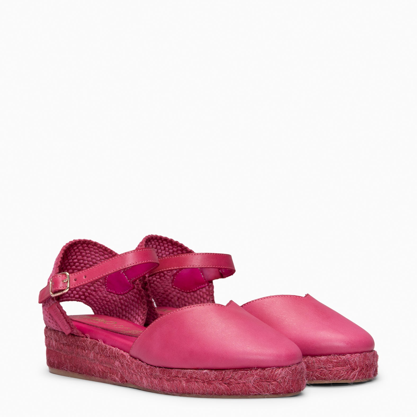 PRAVIA - Cuña de esparto con tintado natural FUCSIA