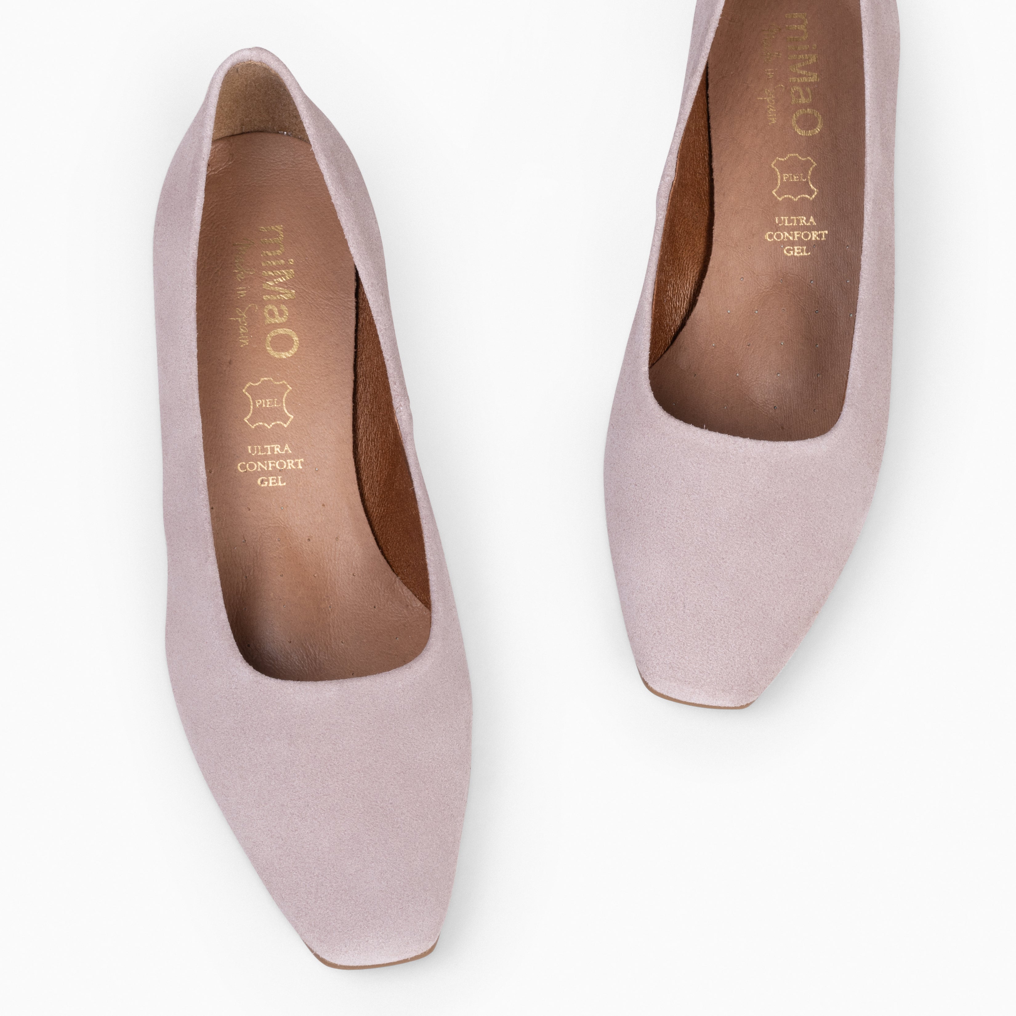 URBAN LADY - Zapatos de tacón bajo de serraje NUDE - miMaO ®