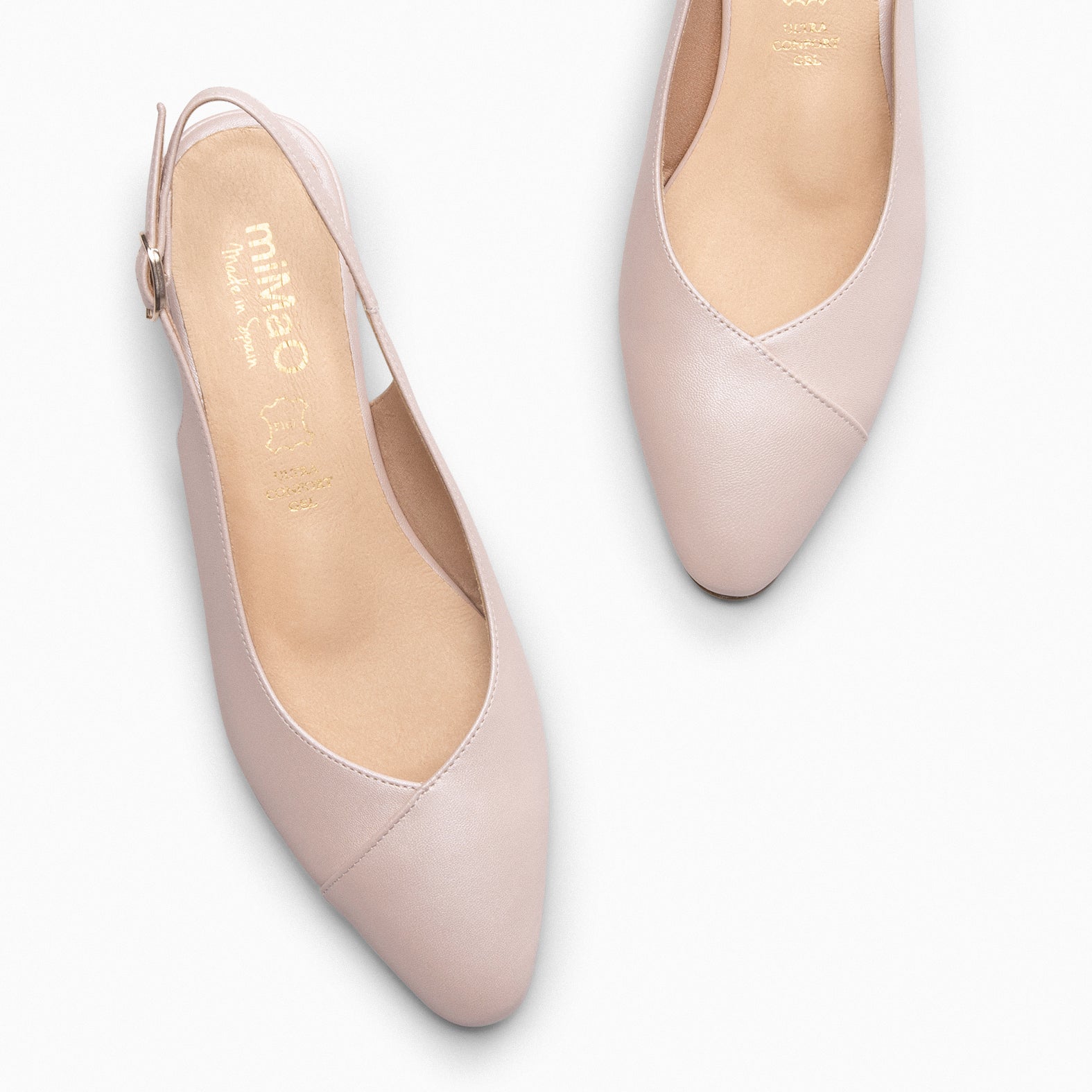 MARTINA - Slingbacks en cuir NACRE