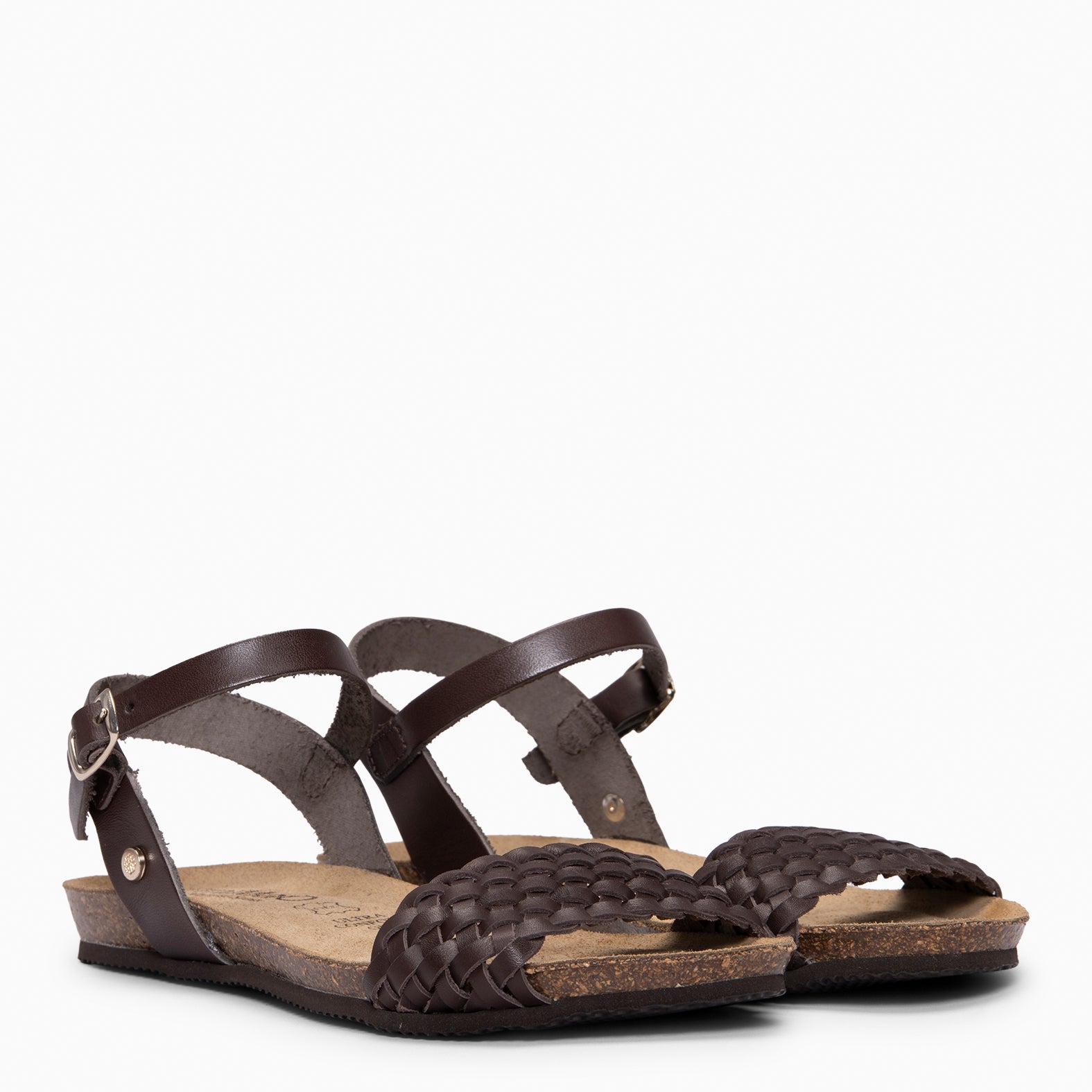 AIRE - Sandalias Planas BIO de tira Trenzada MARRON
