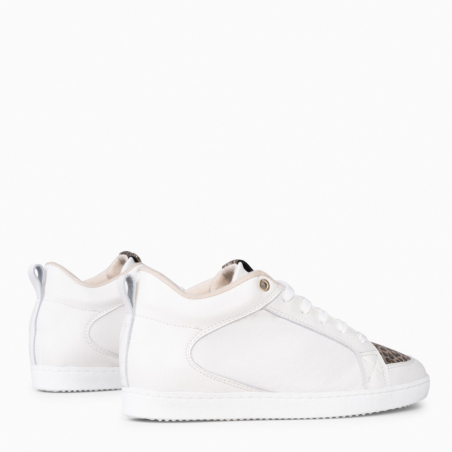 FRENCHY - Sneakers cuña interior mujer BLANCO y LEOPARDO - miMaO ®