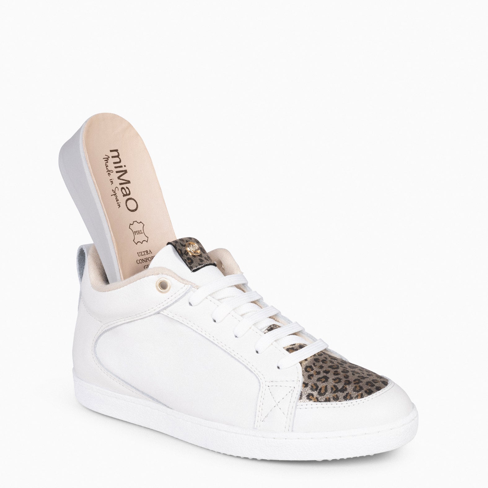 FRENCHY - Sneakers cuña interior mujer BLANCO y LEOPARDO - miMaO ®