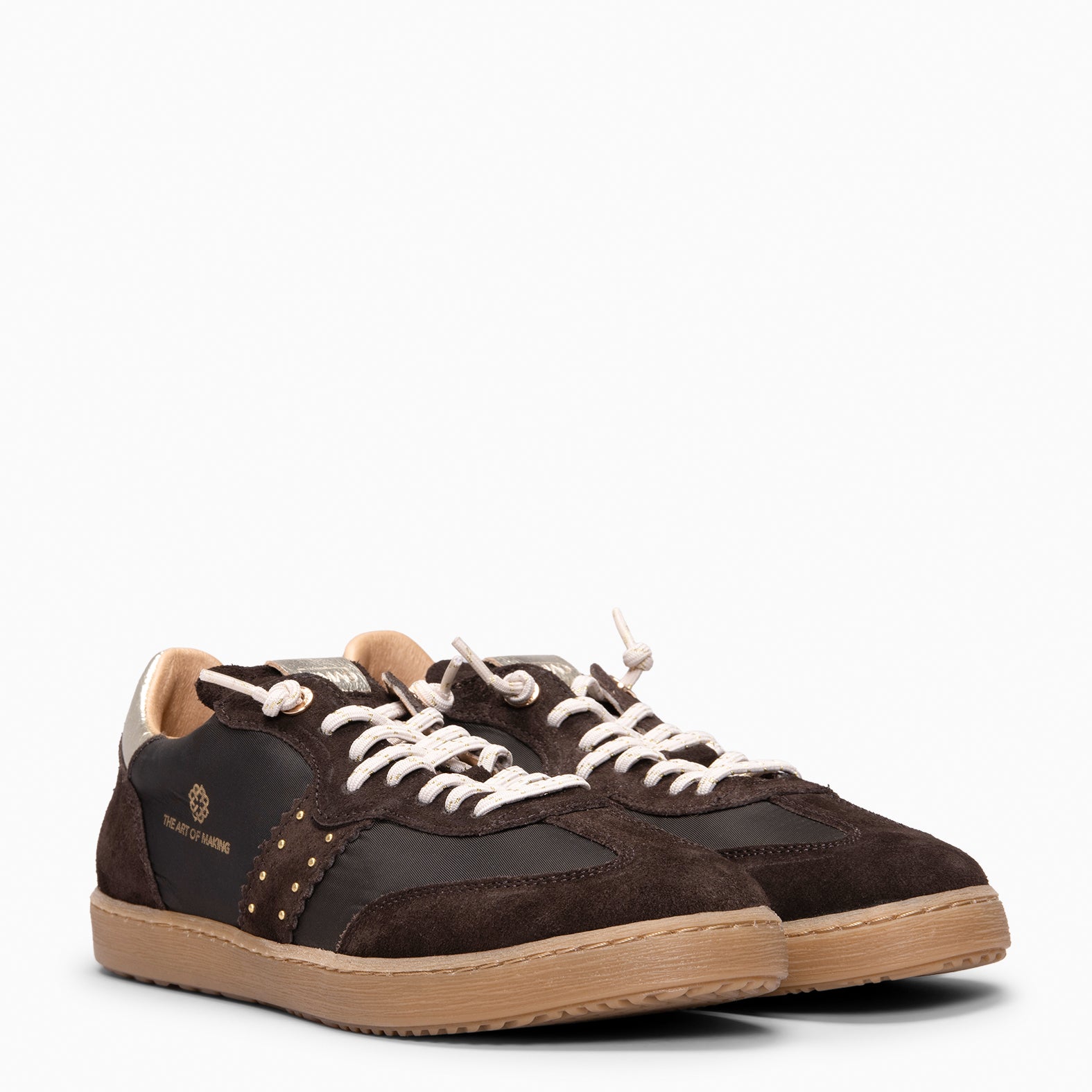 STÜDIO 01 - Baskets pour femme en daim et nylon MARRON