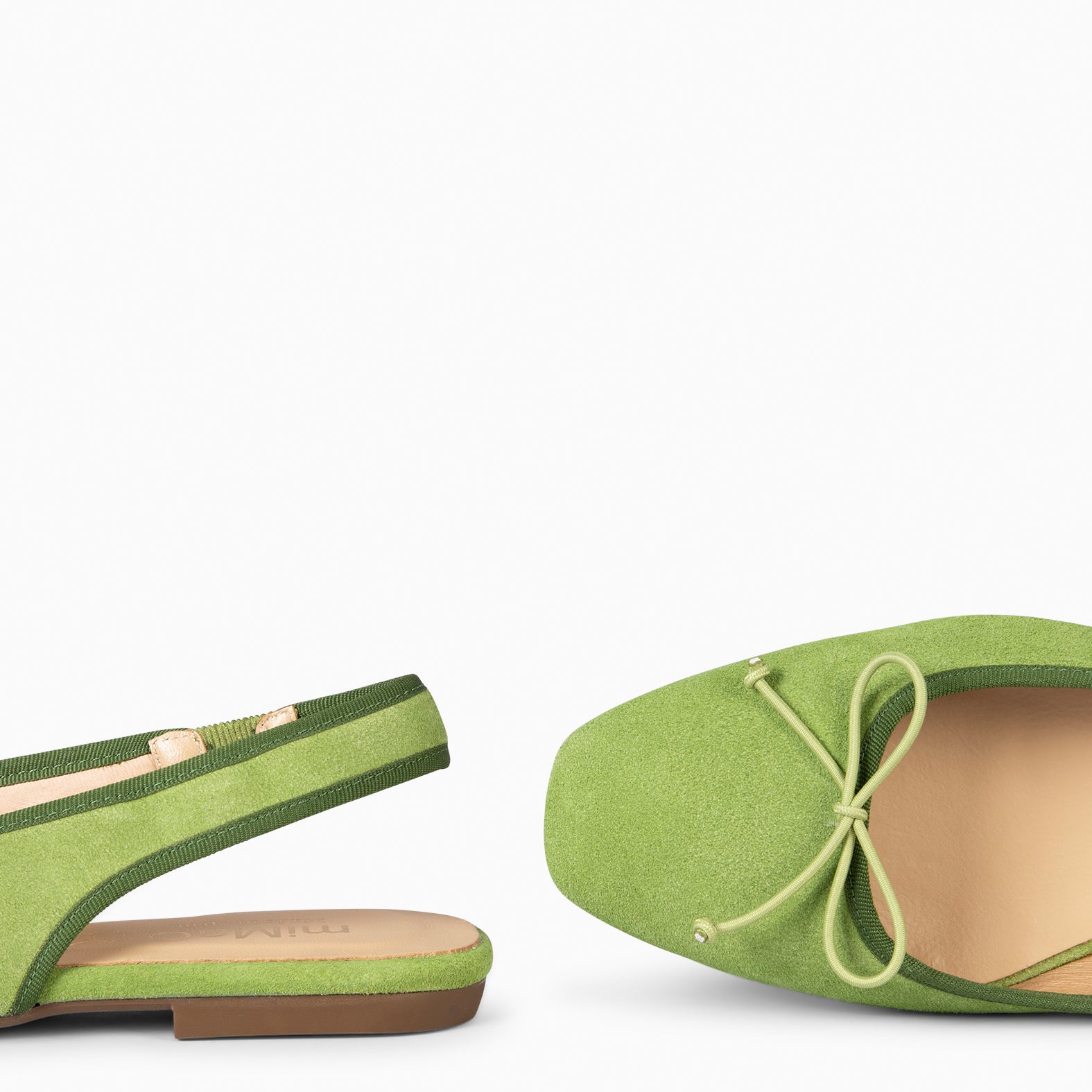 MOON - GREEN FLAT BALLERINA SLING-BACK WITH LACE
