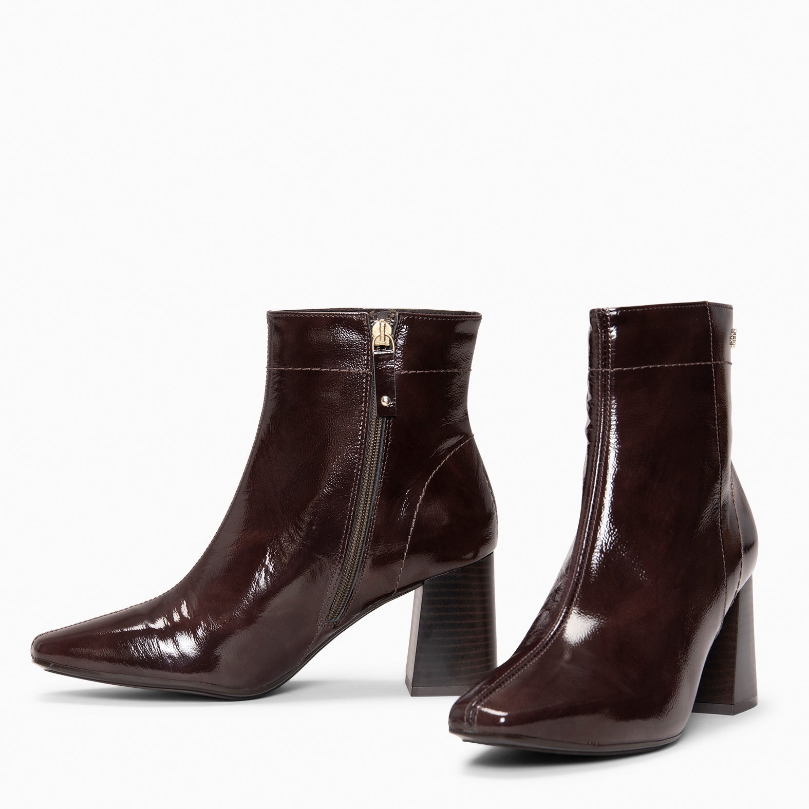 LIPPA - Botines de tacón alto de charol MARRON - miMaO ®