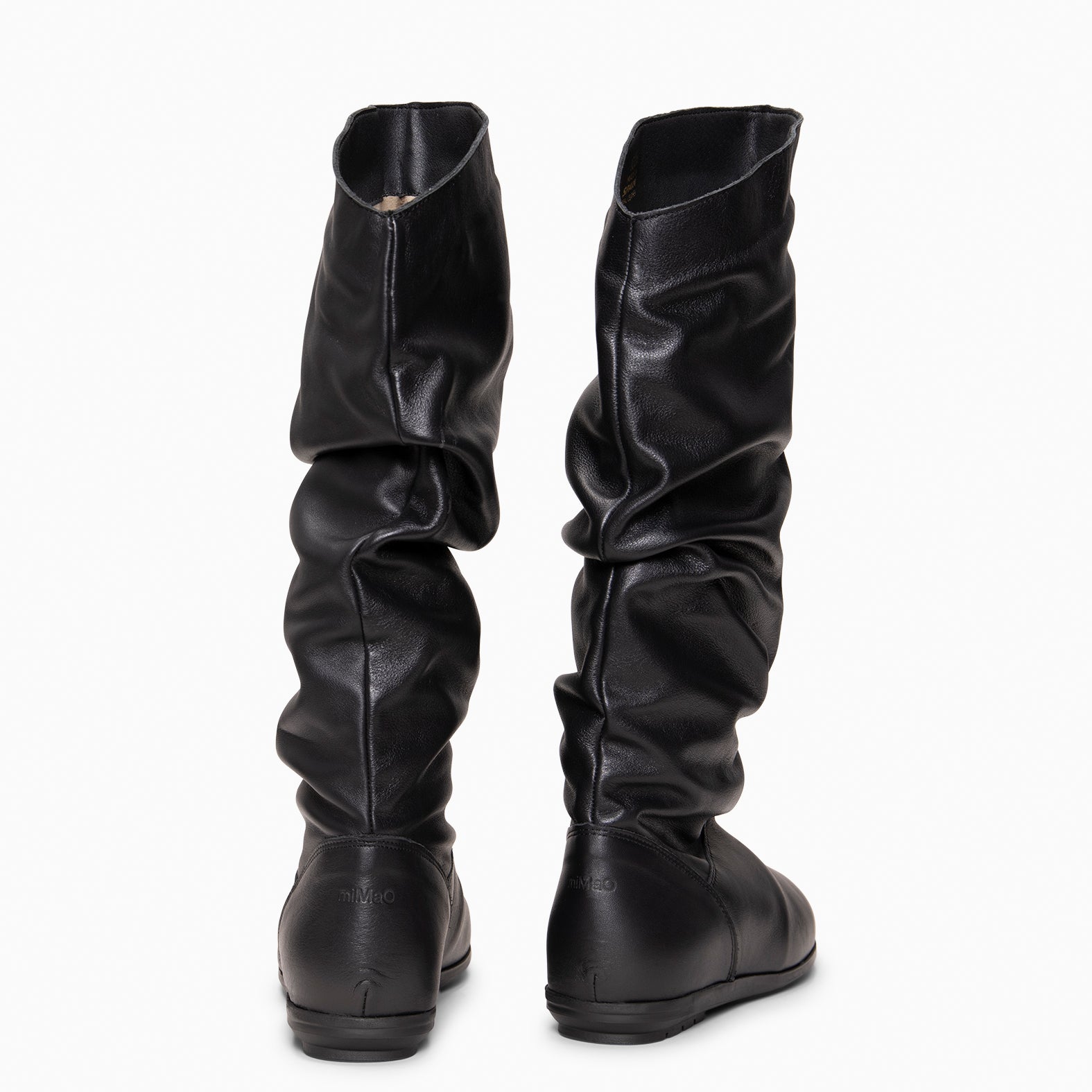 FIONA - Botas arrugadas de piel NEGRO - miMaO ®
