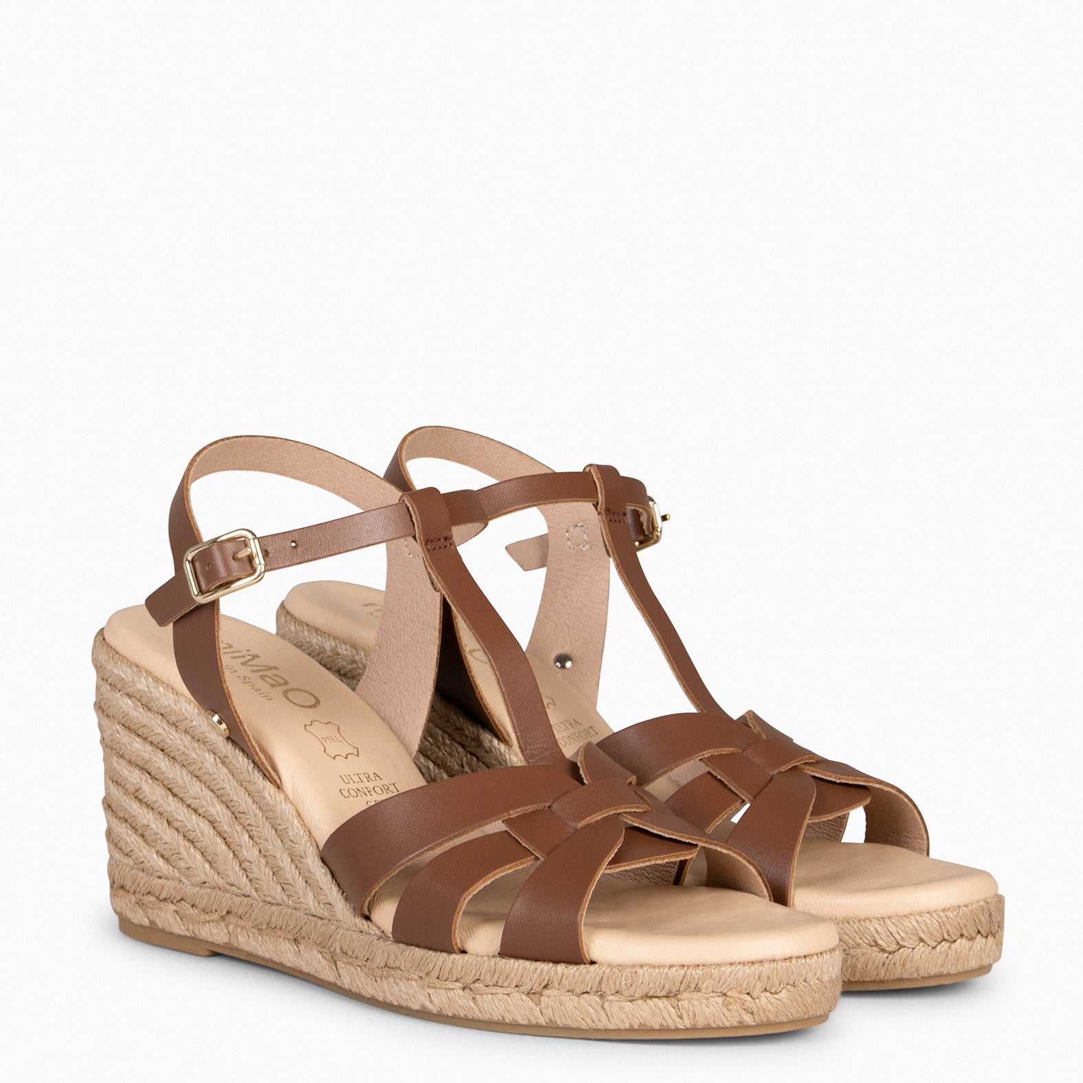 VALERIA - Sandalias de esparto con tiras MARRÓN - miMaO ®