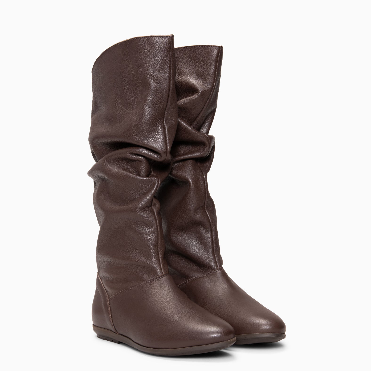 FIONA - Botas arrugadas de piel MARRON - miMaO ®