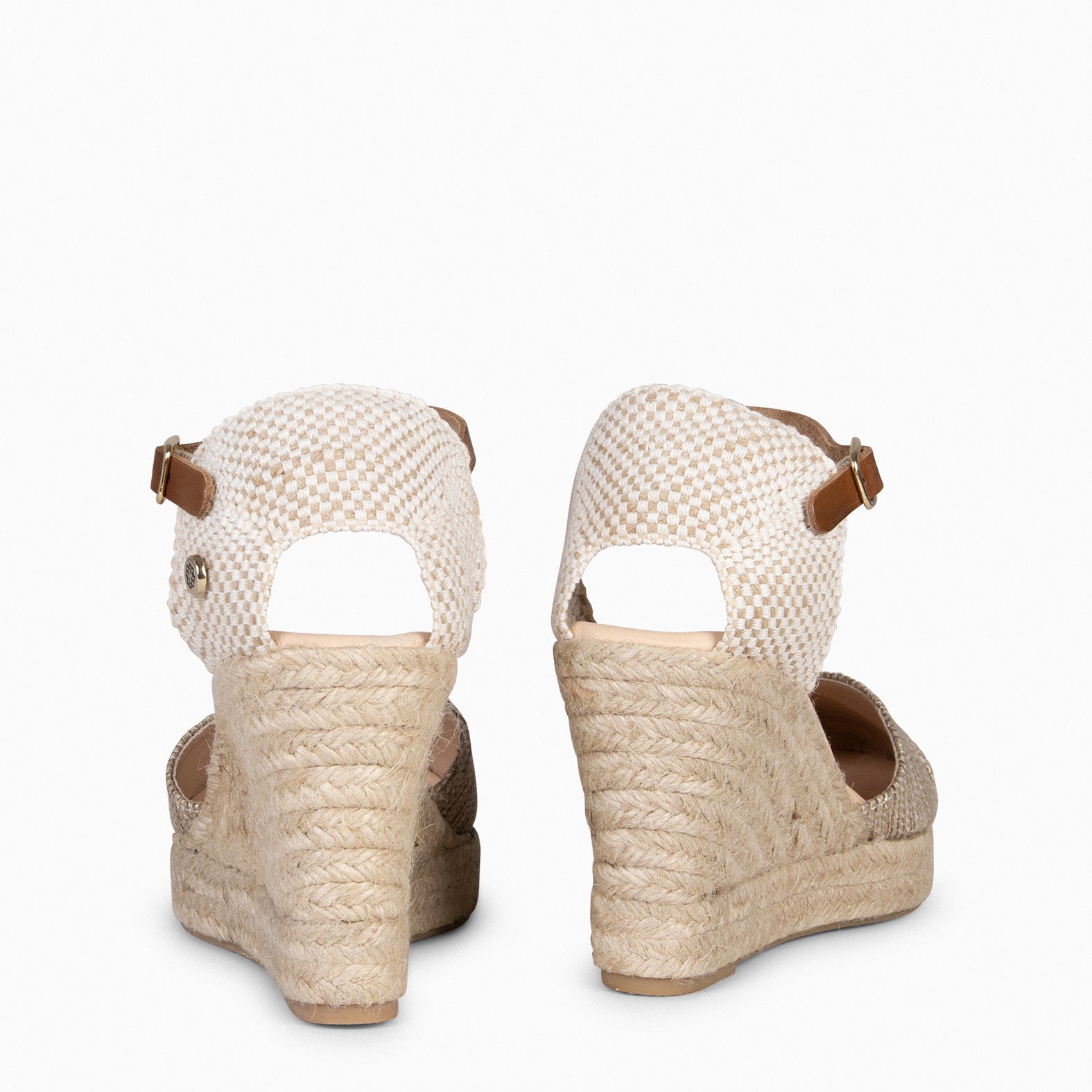 CONIL - Cuña de Esparto TAUPE con hilo dorado - miMaO ®