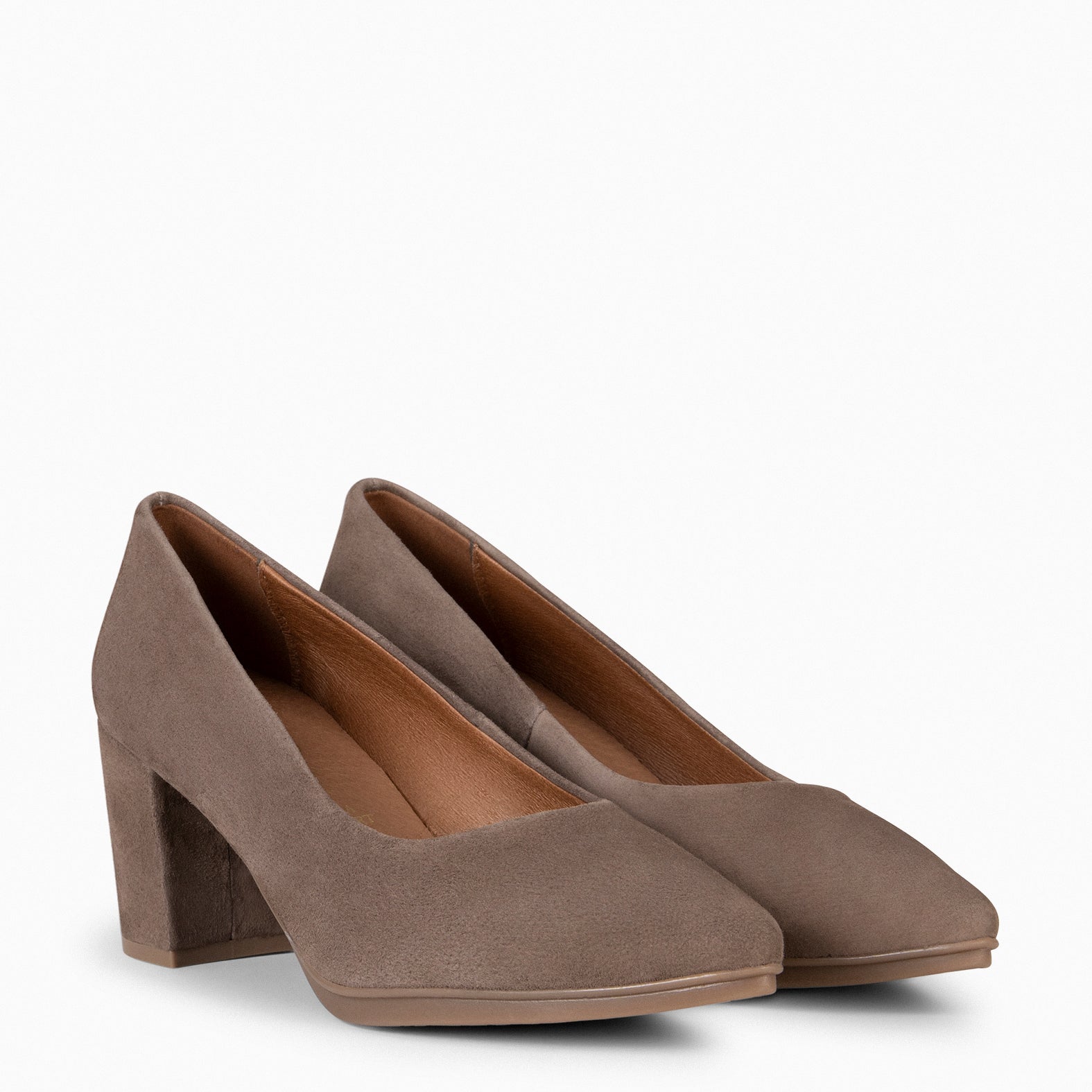URBAN S - TAUPE suede mid-heeled shoes