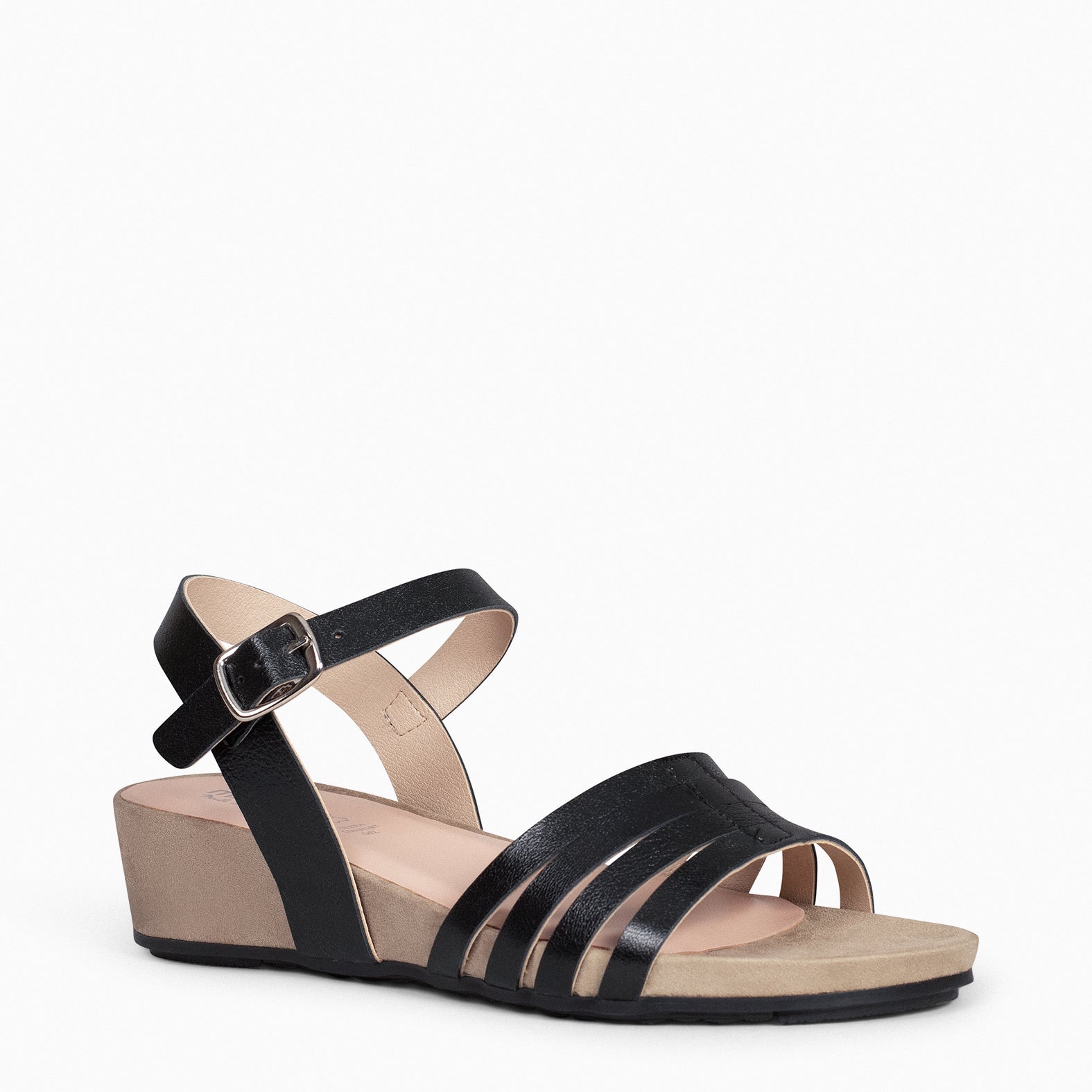 MESINA - Sandalias de cuña y tiras metalizadas NEGRO