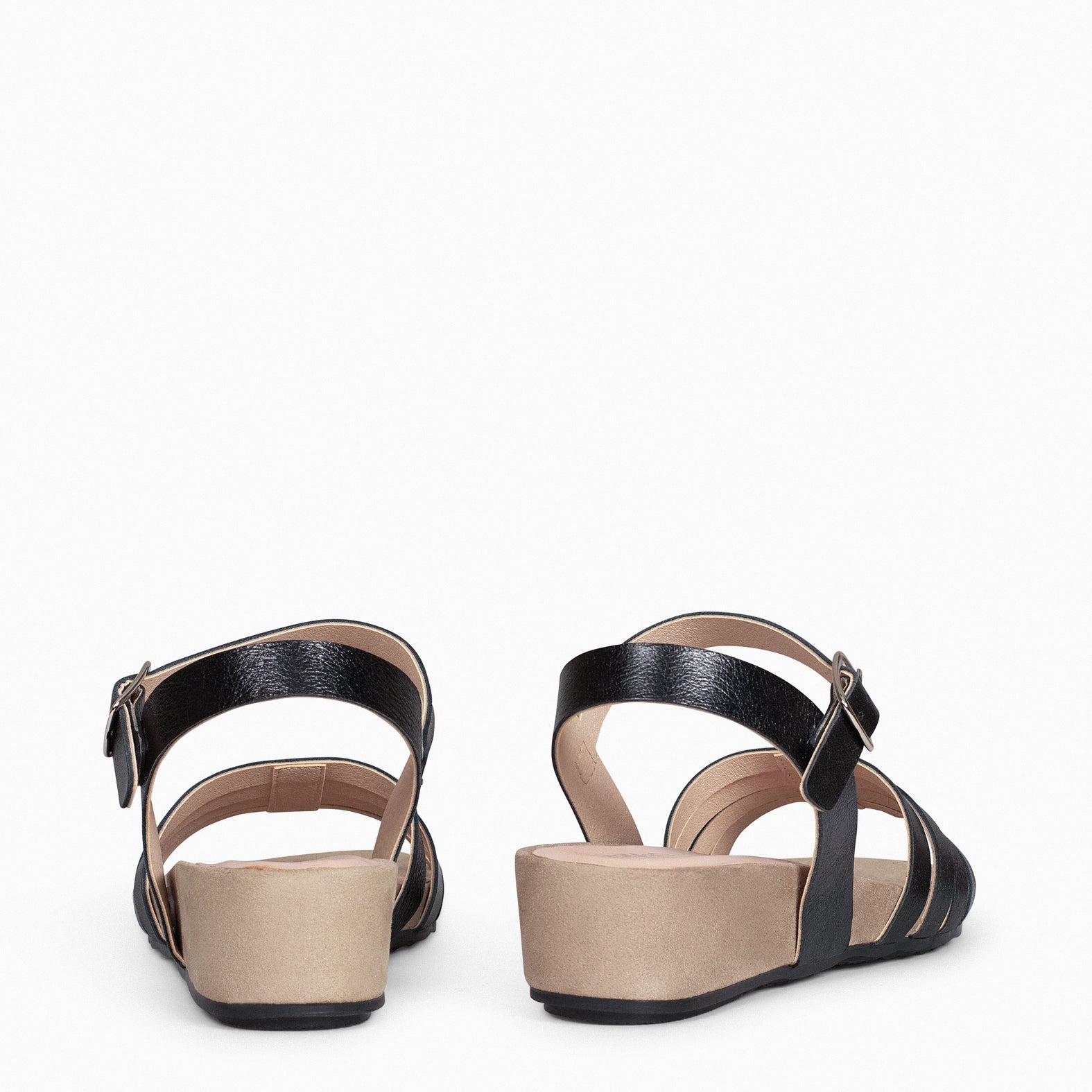 MESINA - Sandalias de cuña y tiras metalizadas NEGRO