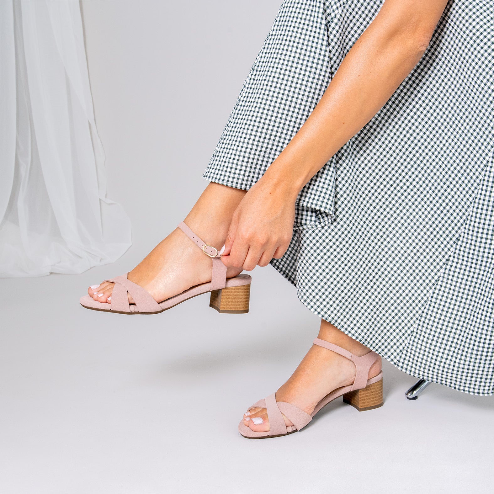 ORIANA - Sandalias de tacón de ante ROSA CLARO