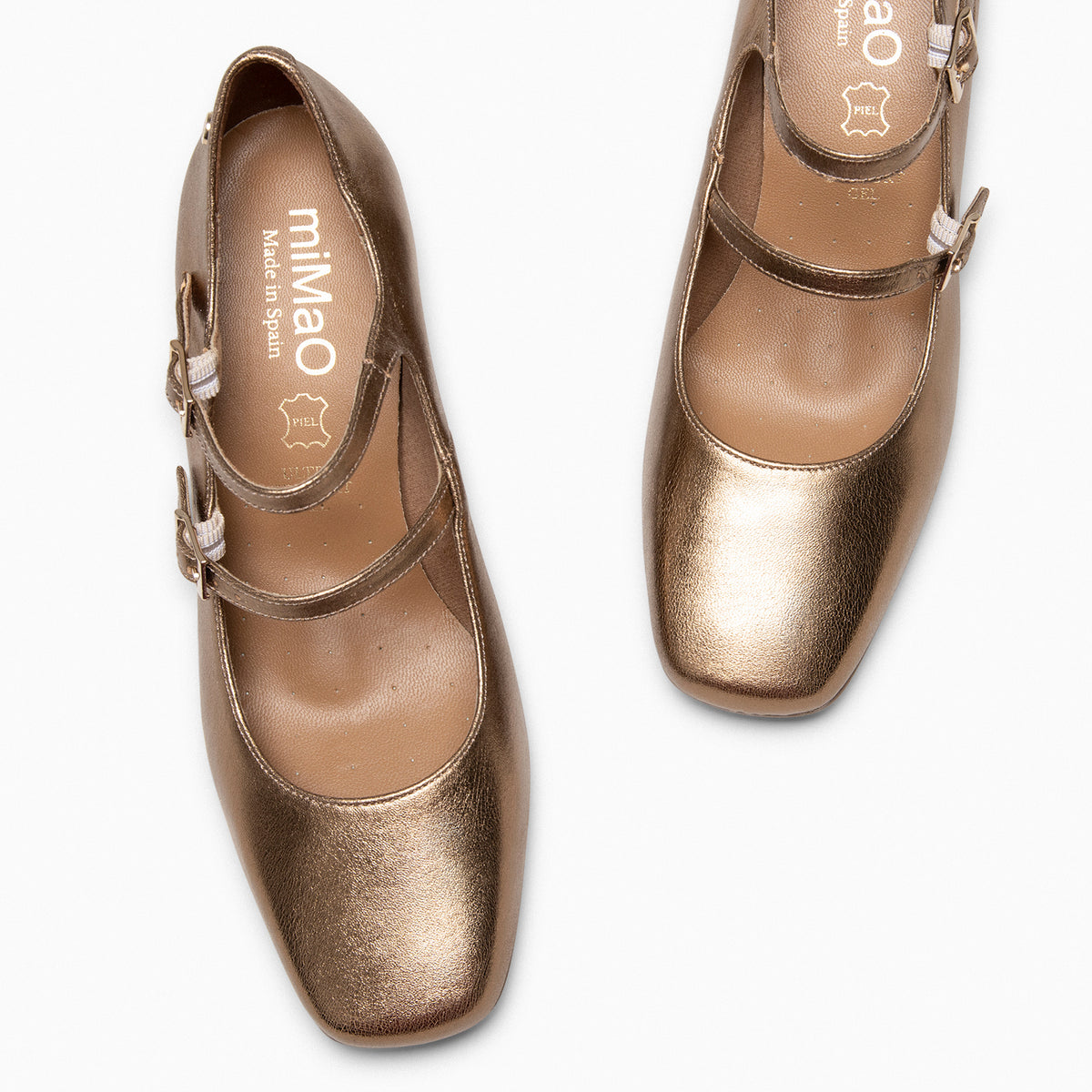 FEBRIS - Zapatos de piel con doble pulsera ORO - miMaO ®