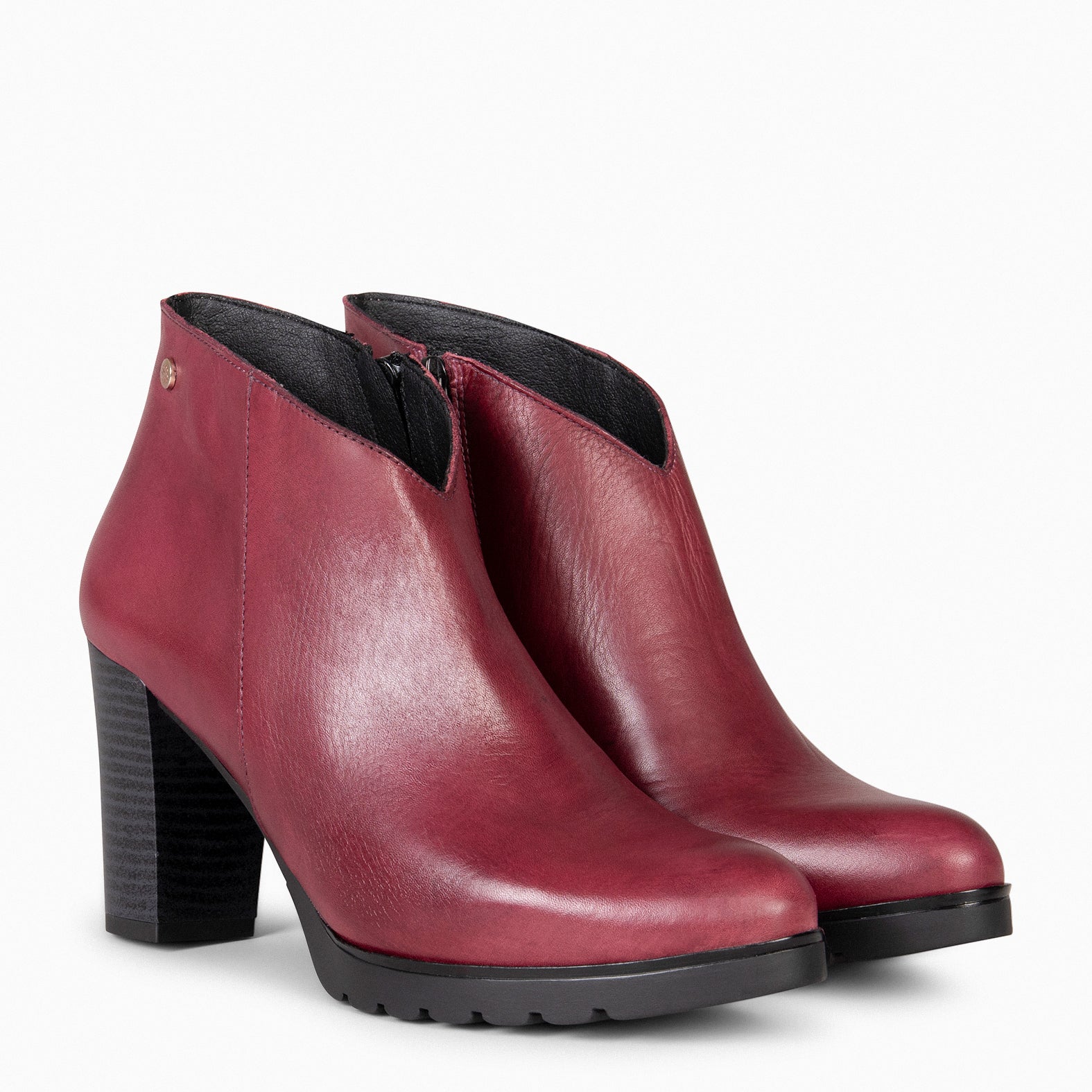 CLASSIC - Botines de mujer con tacón en BURDEOS - miMaO ®