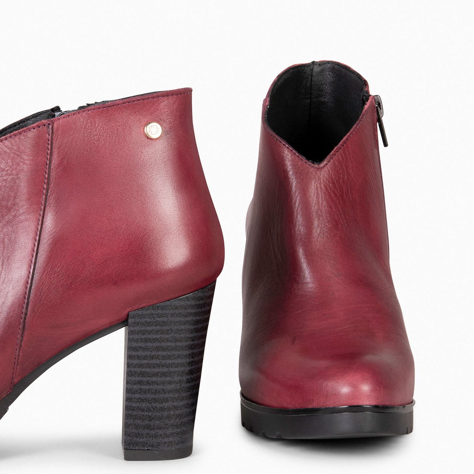 CLASSIC - Botines de tacón de piel BURDEOS