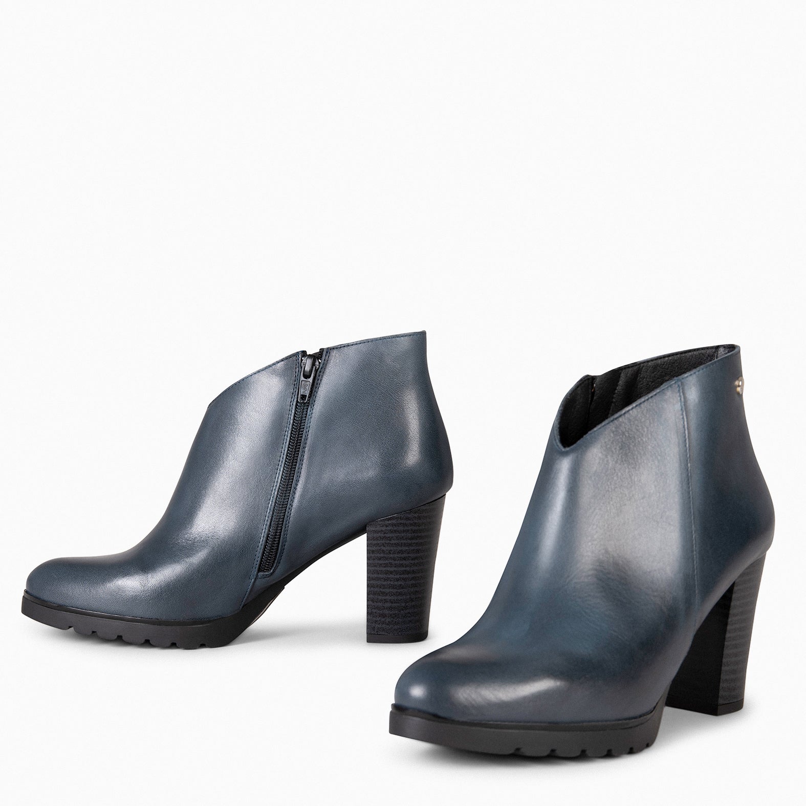 CLASSIC - Botines de tacón de piel MARINO