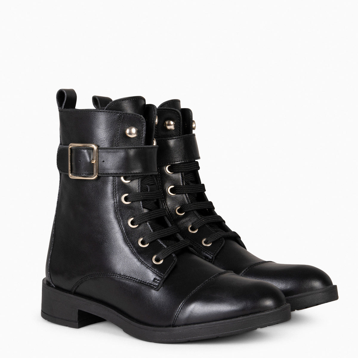 BELFAST – Botines con cordones de piel NEGRO - miMaO ®