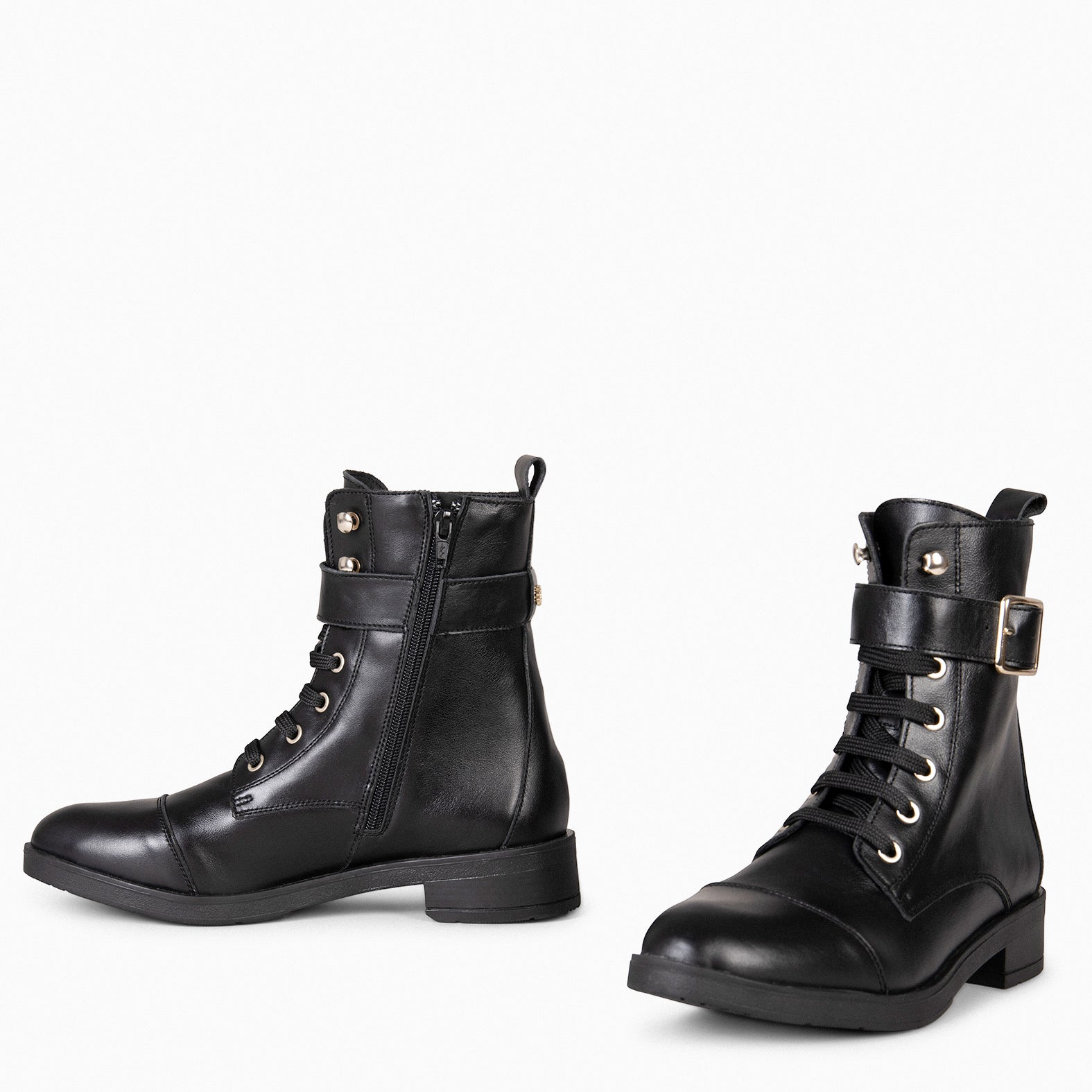 BELFAST – Botines con cordones de piel NEGRO - miMaO ®