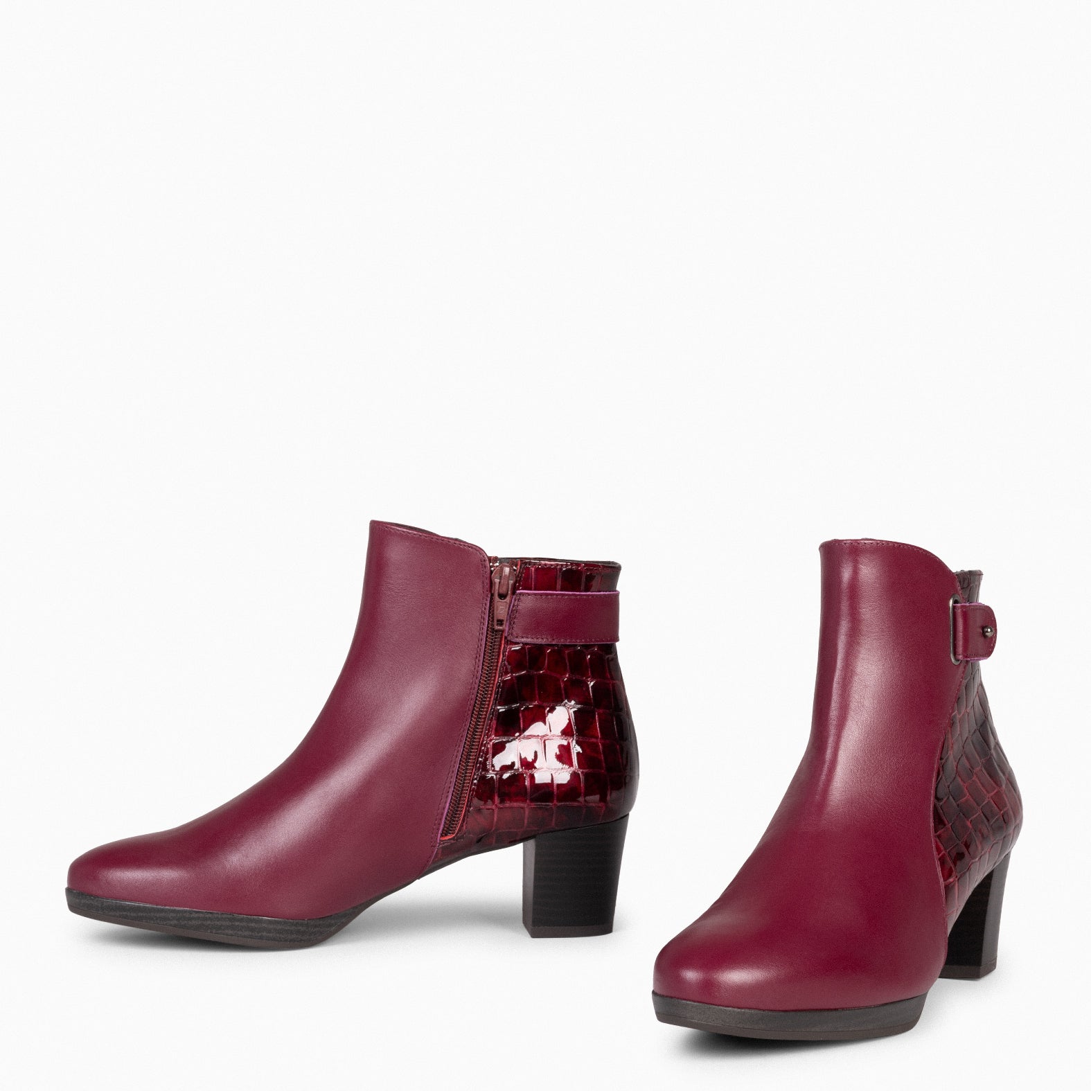 LENA – BURGUNDY Rounded Booties