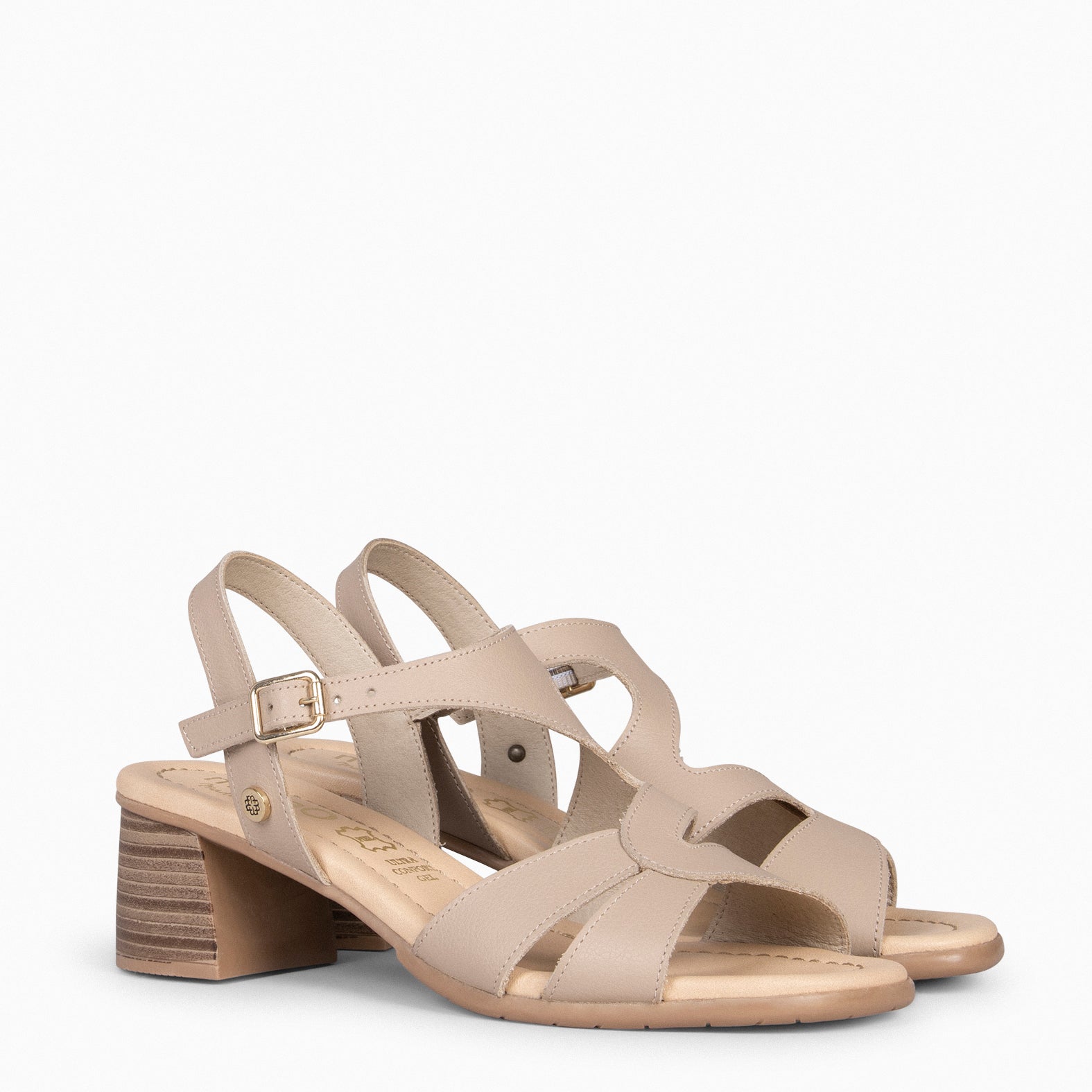 ESTRELLA - Sandalias tacón Ancho BEIGE
