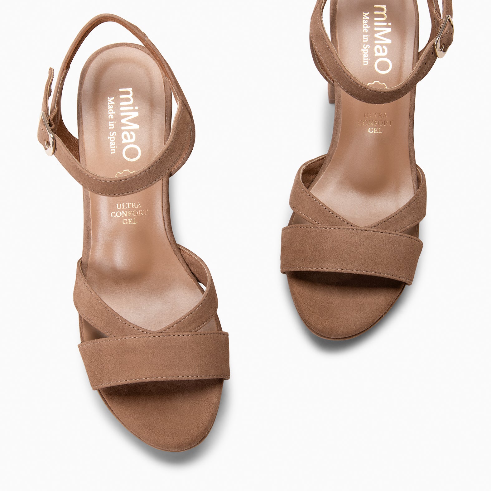 PARIS - Sandalias de fiesta con tacón alto y plataforma TAUPE - miMaO ®