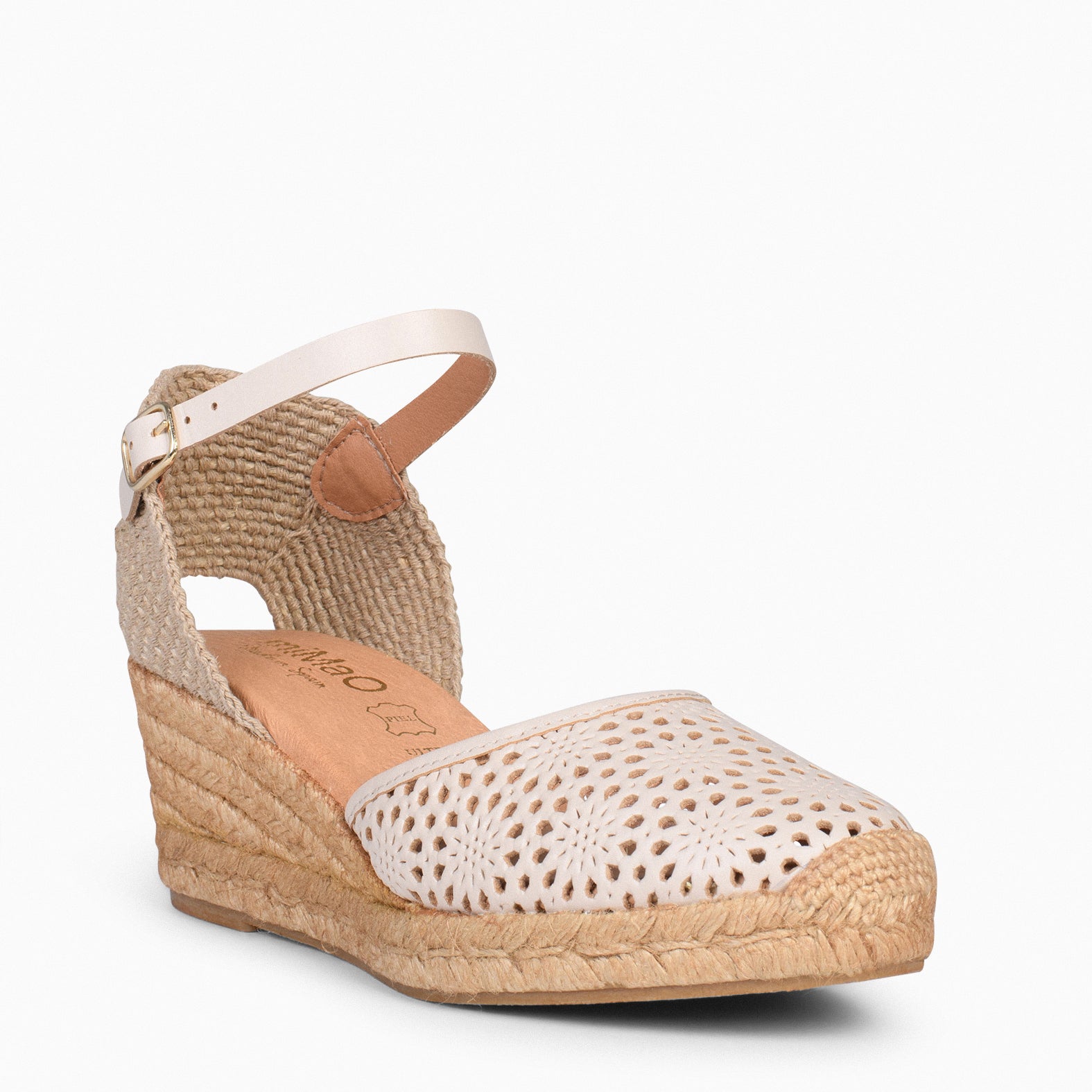 MALDIVAS - Cuñas de Esparto con pala de Napa BEIGE - miMaO ®