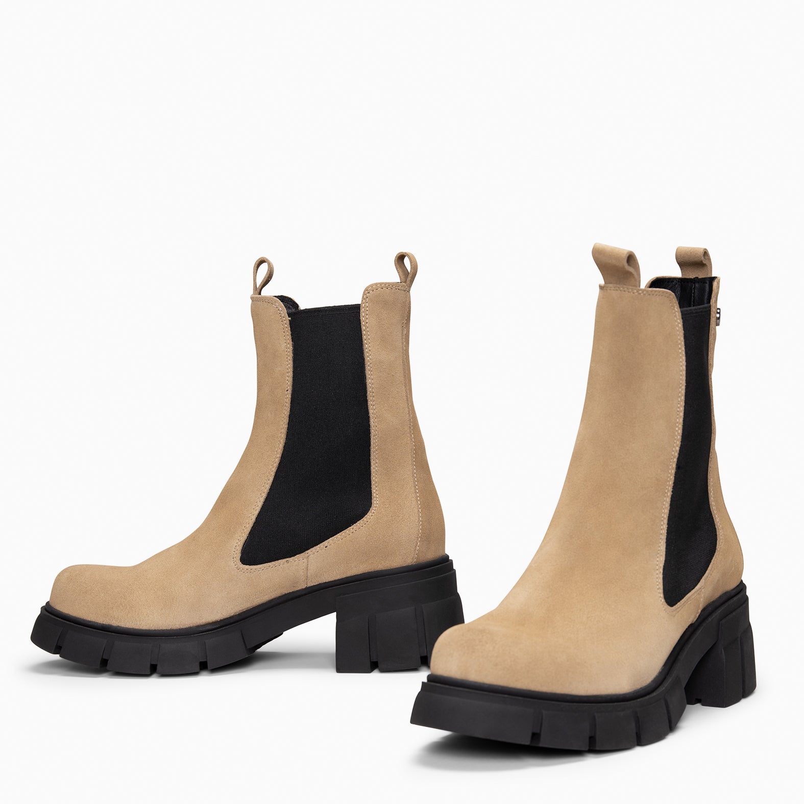 LUCIA - Botines Chelsea con plataforma BEIGE - miMaO ®
