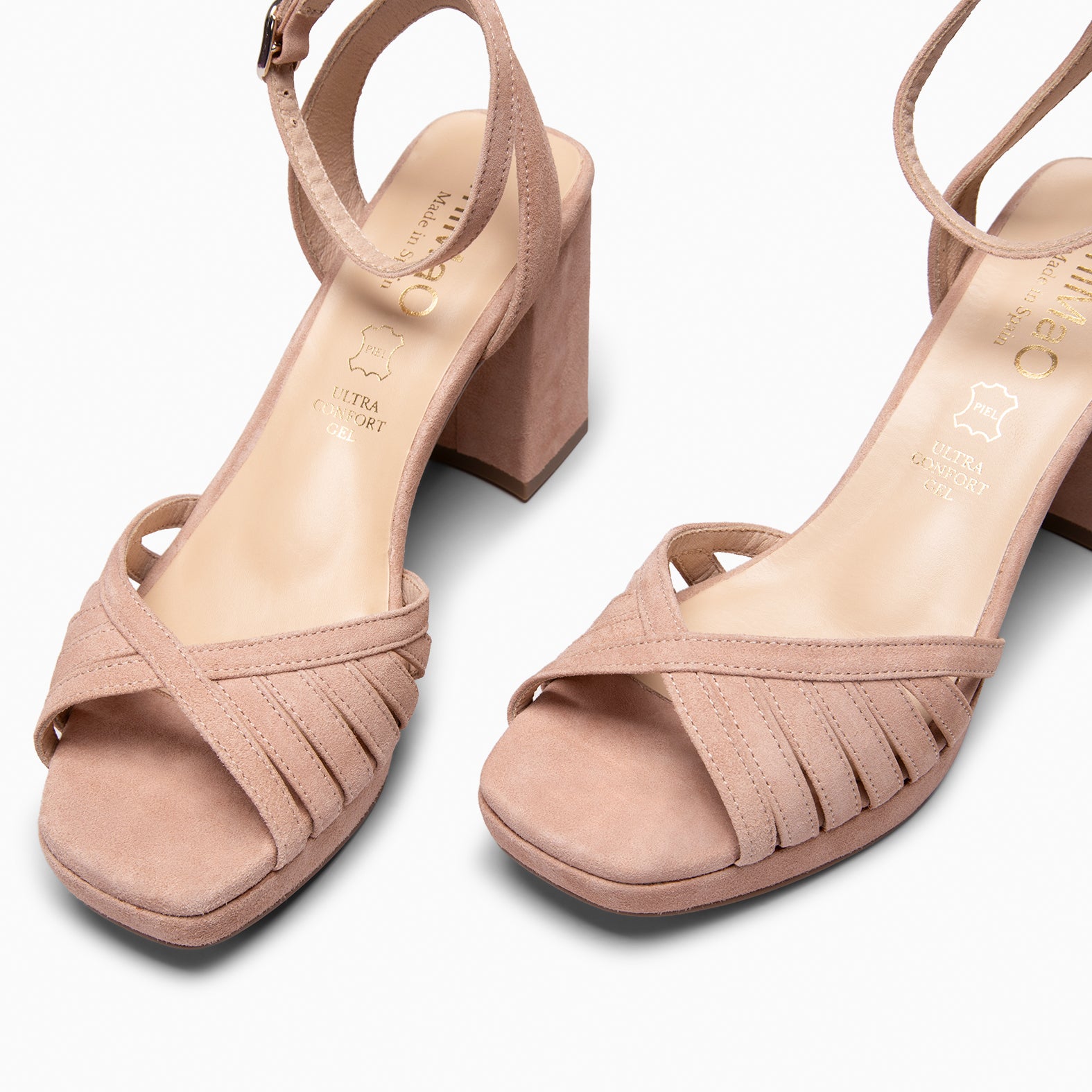 CRISTEL - SANDALIAS ELEGANTES DE TACÓN DE VESTIR ROSA