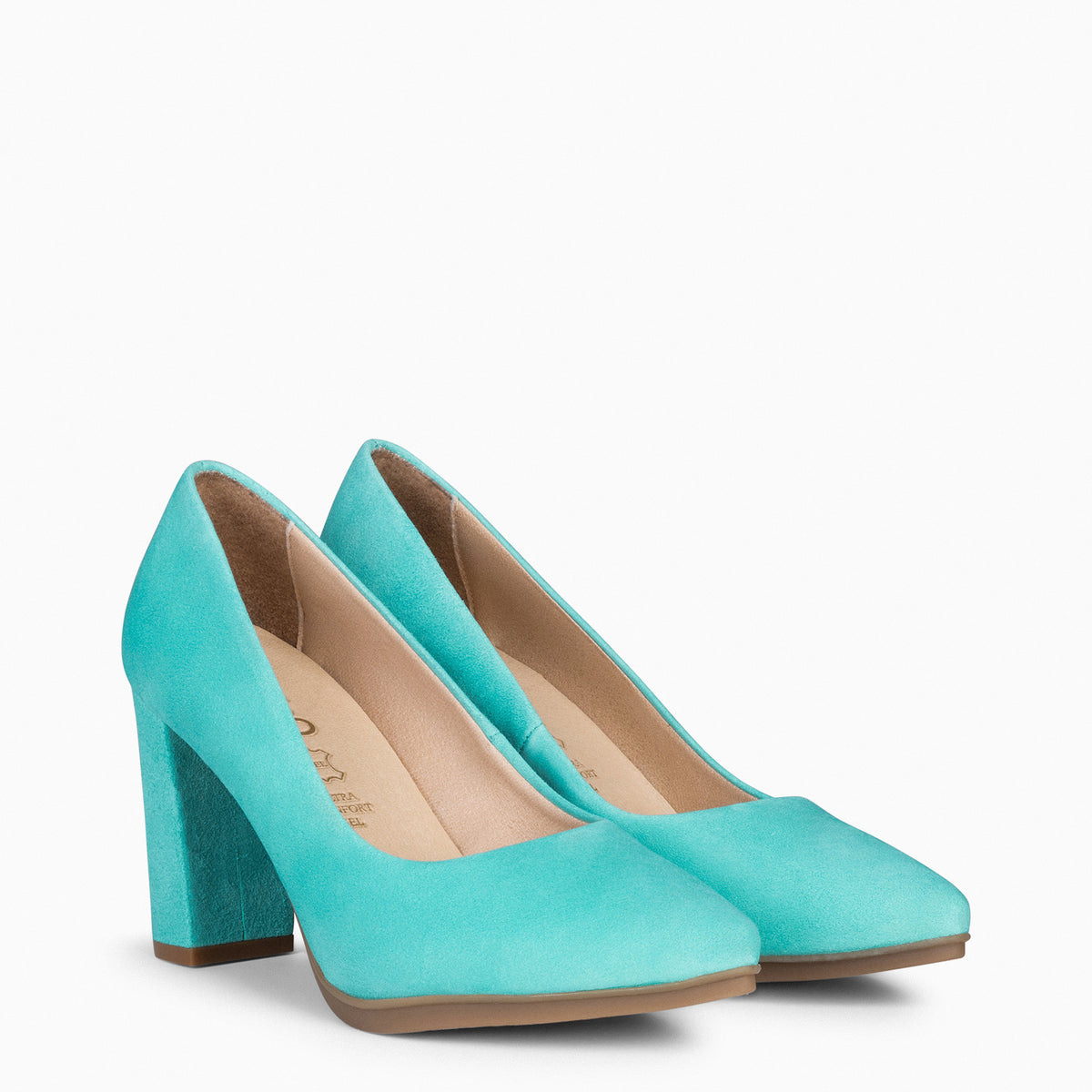 URBAN – Zapatos de tacón alto de ante TURQUESA