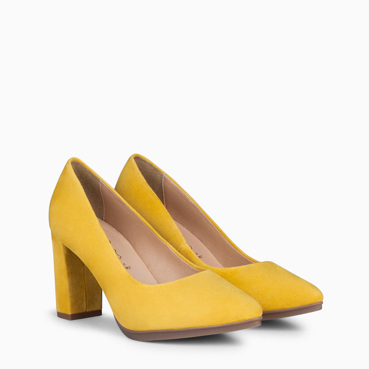 URBAN – Zapatos de tacón alto de ante AMARILLO