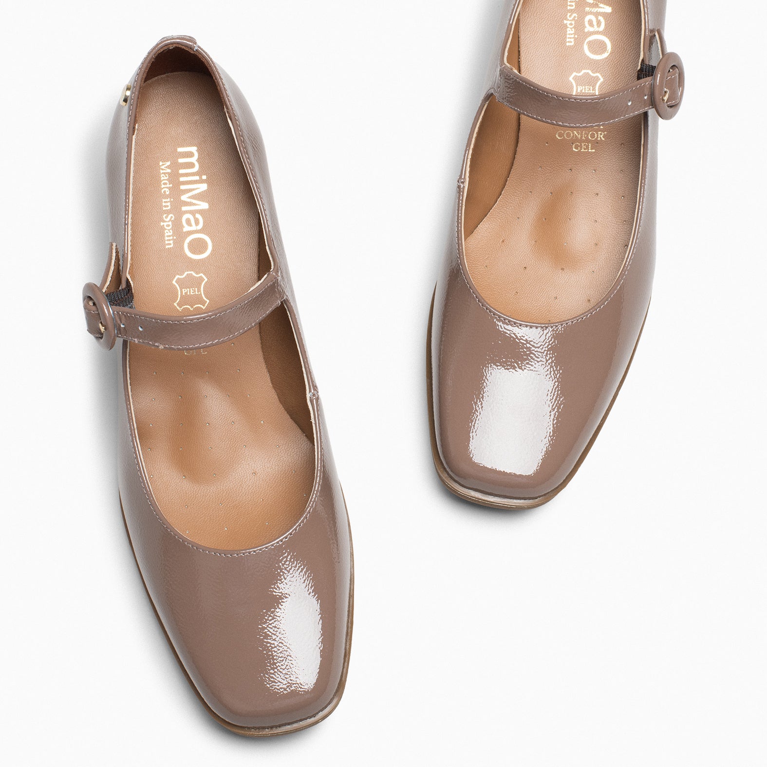 AGATA – TAUPE Mary-Janes with strap and square heel