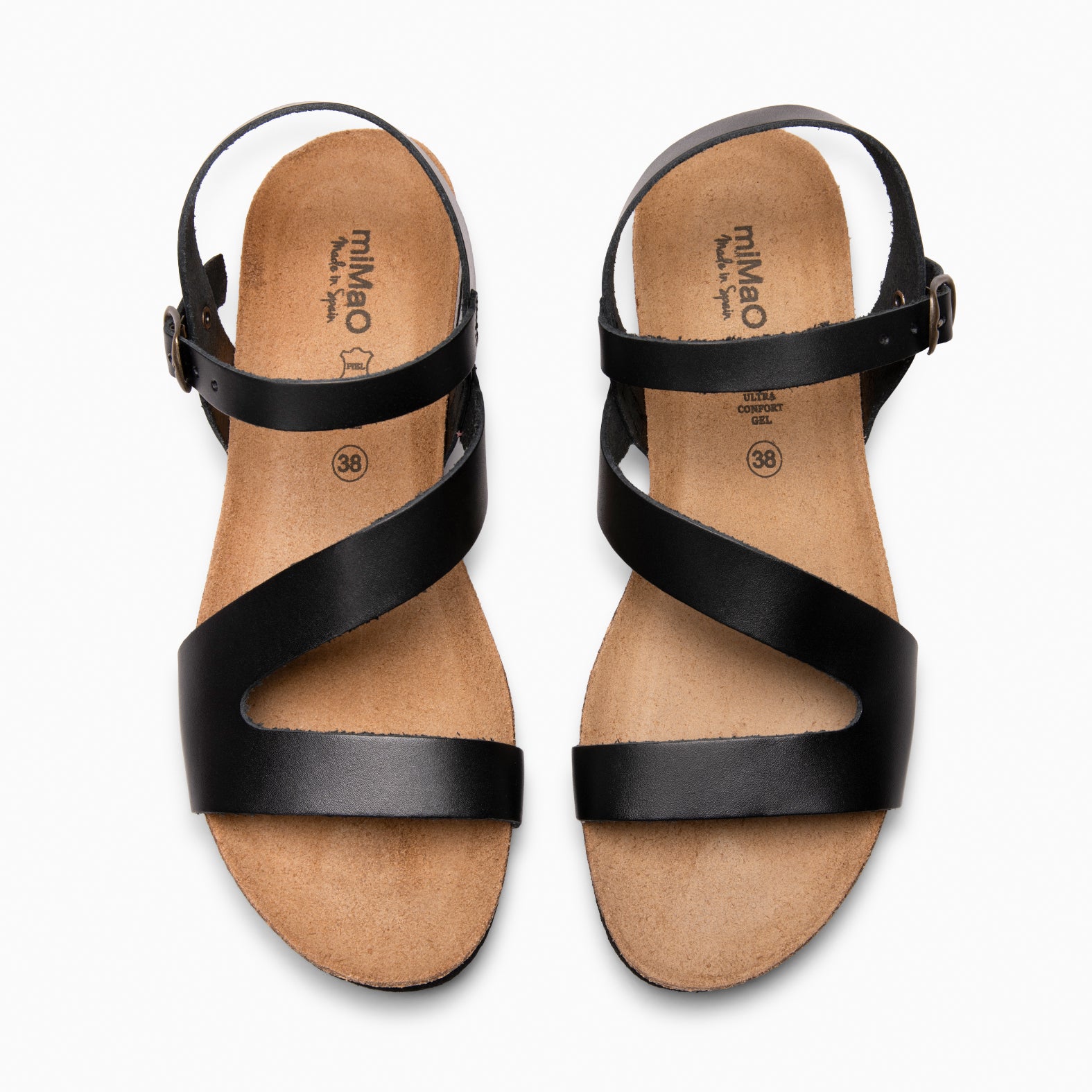 LIS - Sandalias BIO de piel de Vaquetilla NEGRO