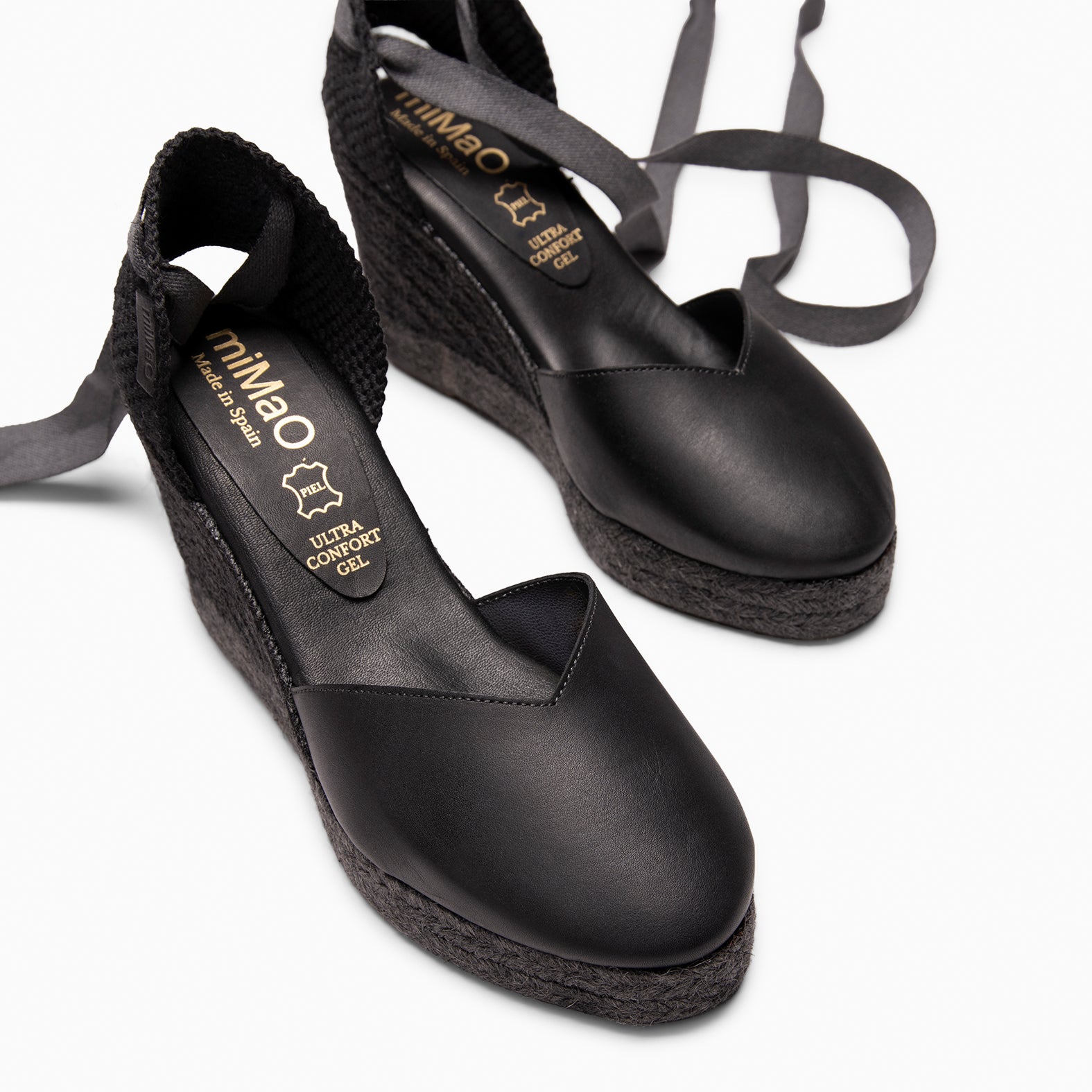 TALAIA - Espadrilles à haut talon NOIR (teinture naturelle par immersion)