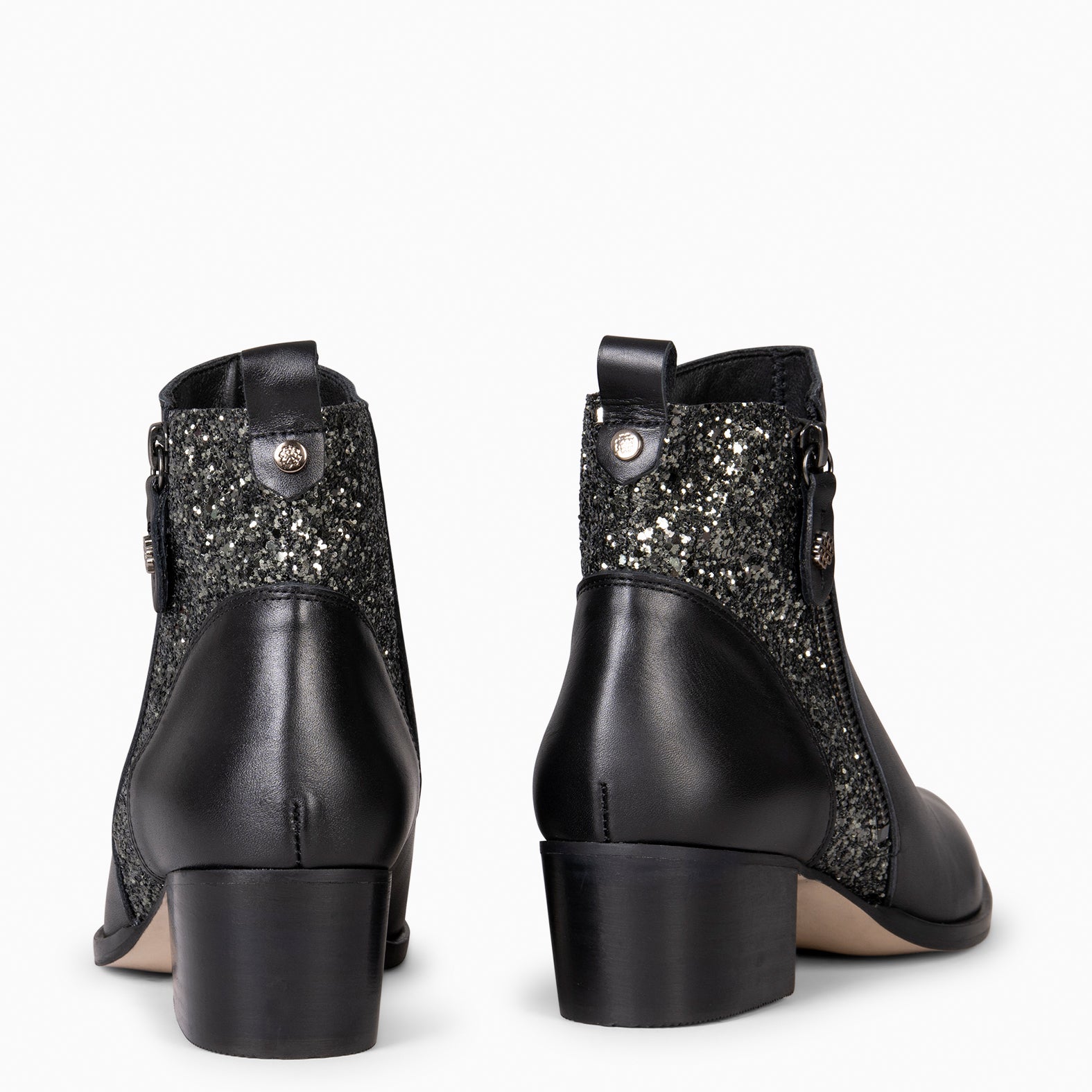 REBECA – GLITTER BLACK Heel booties