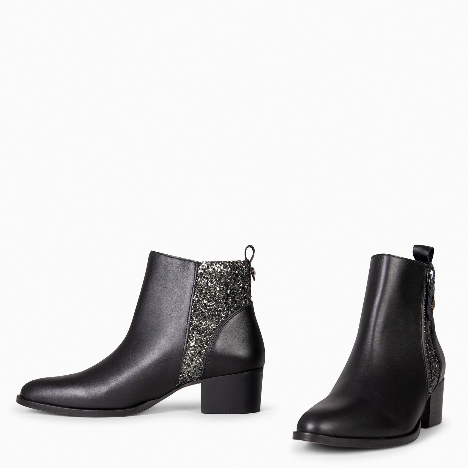 REBECA – GLITTER BLACK Heel booties