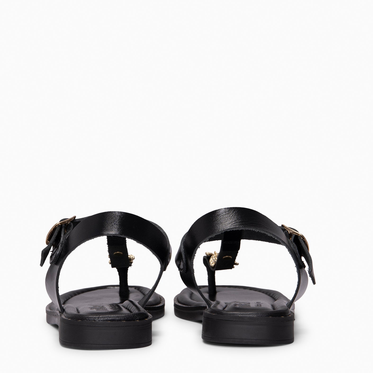 CIRCE - BLACK Flat leather sandals
