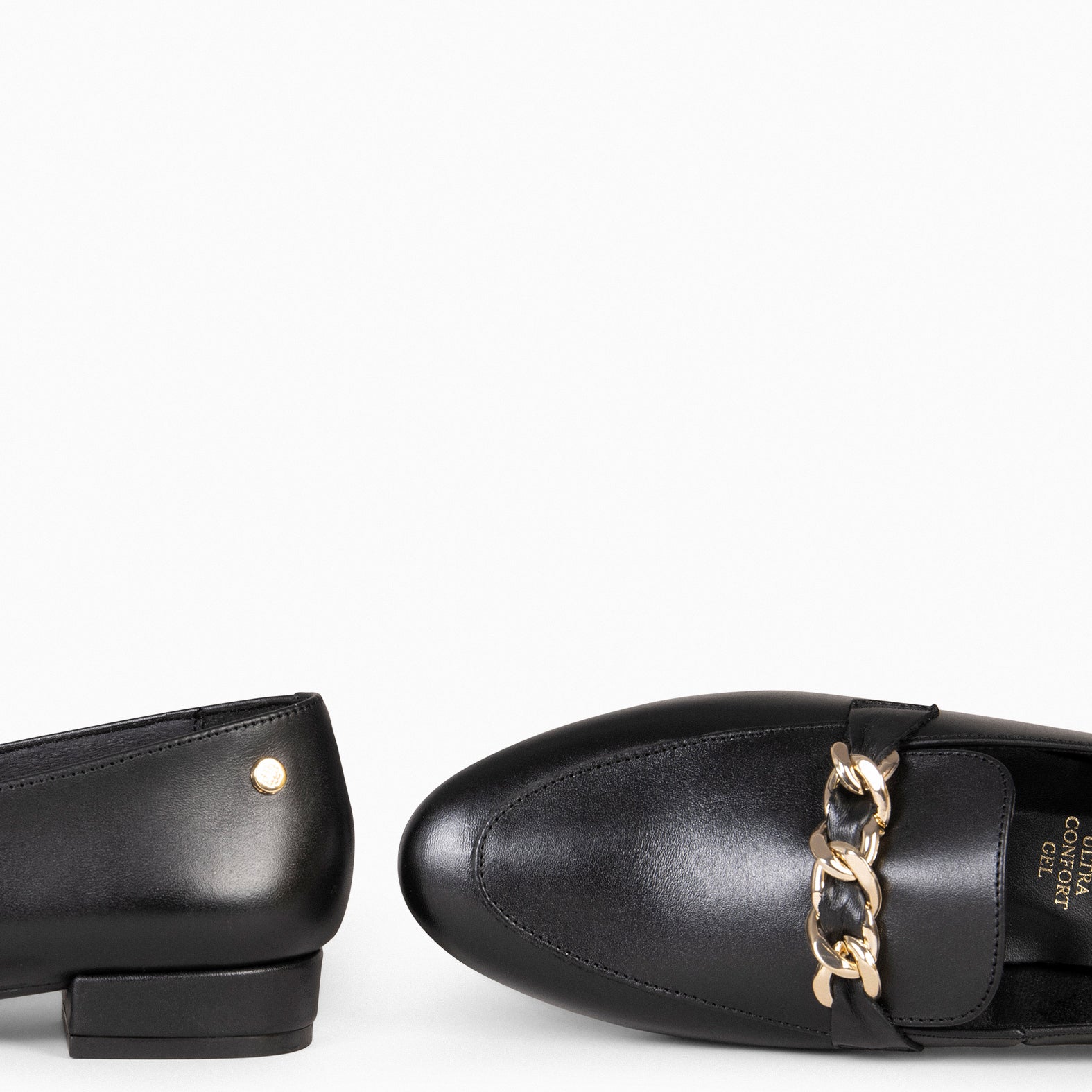 CHAIN - Mocasines planos con adorno metalizado NEGRO - miMaO ®