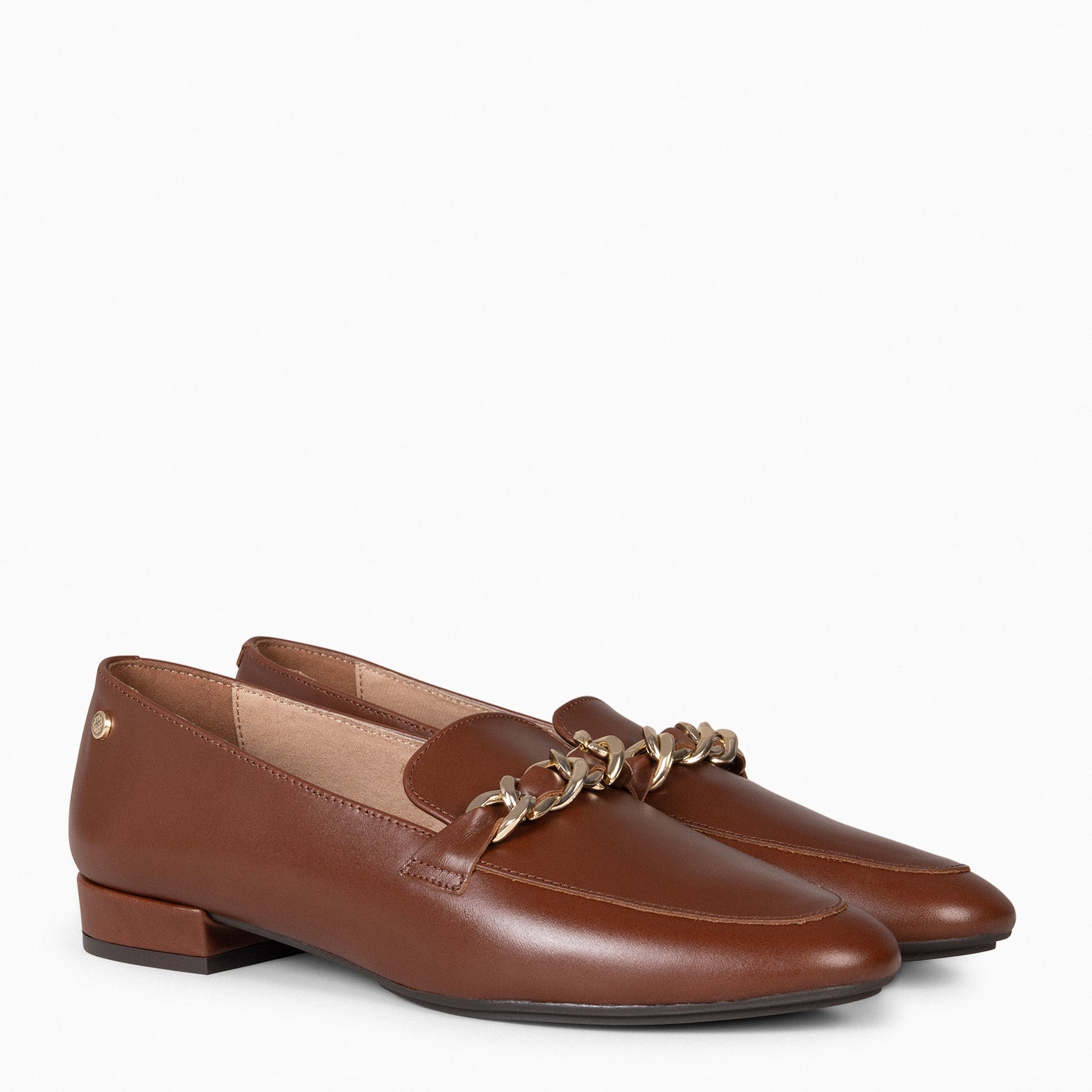 CHAIN – Mocasines planos MARRON con adorno metalizado - miMaO ®