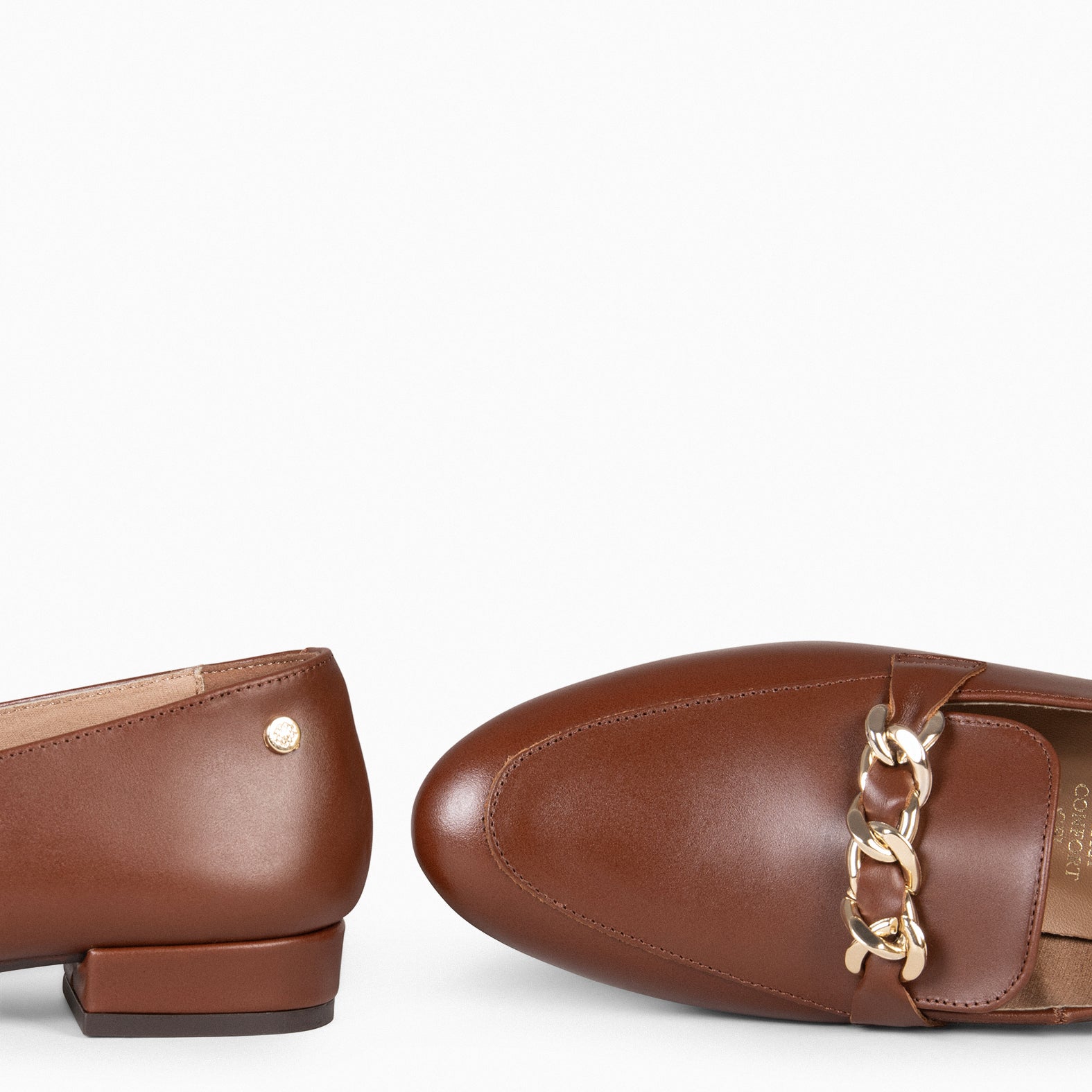 CHAIN – Mocasines planos con adorno metalizado MARRON - miMaO ®