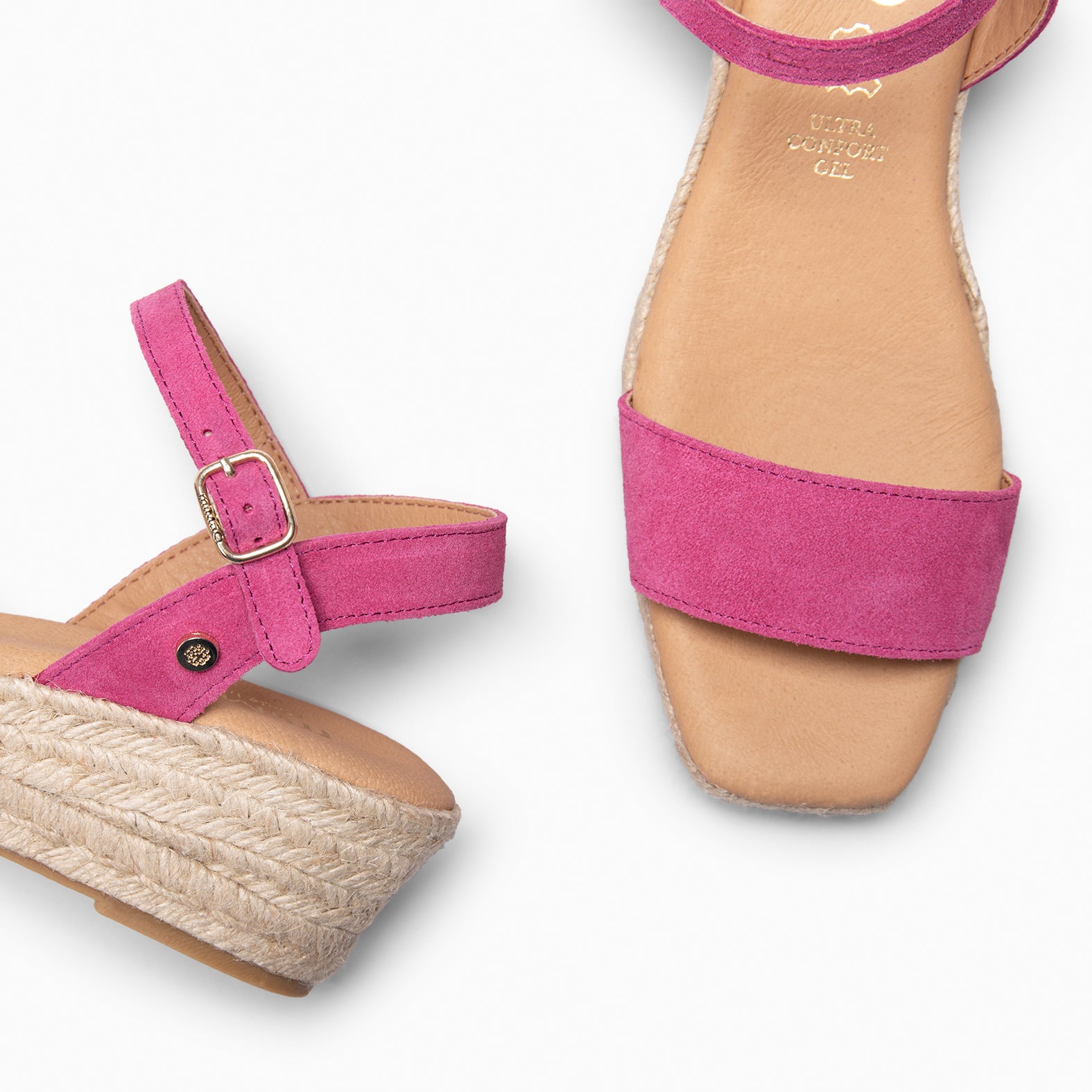 JEREZ - Sandales à talon compensé FUCHSIA