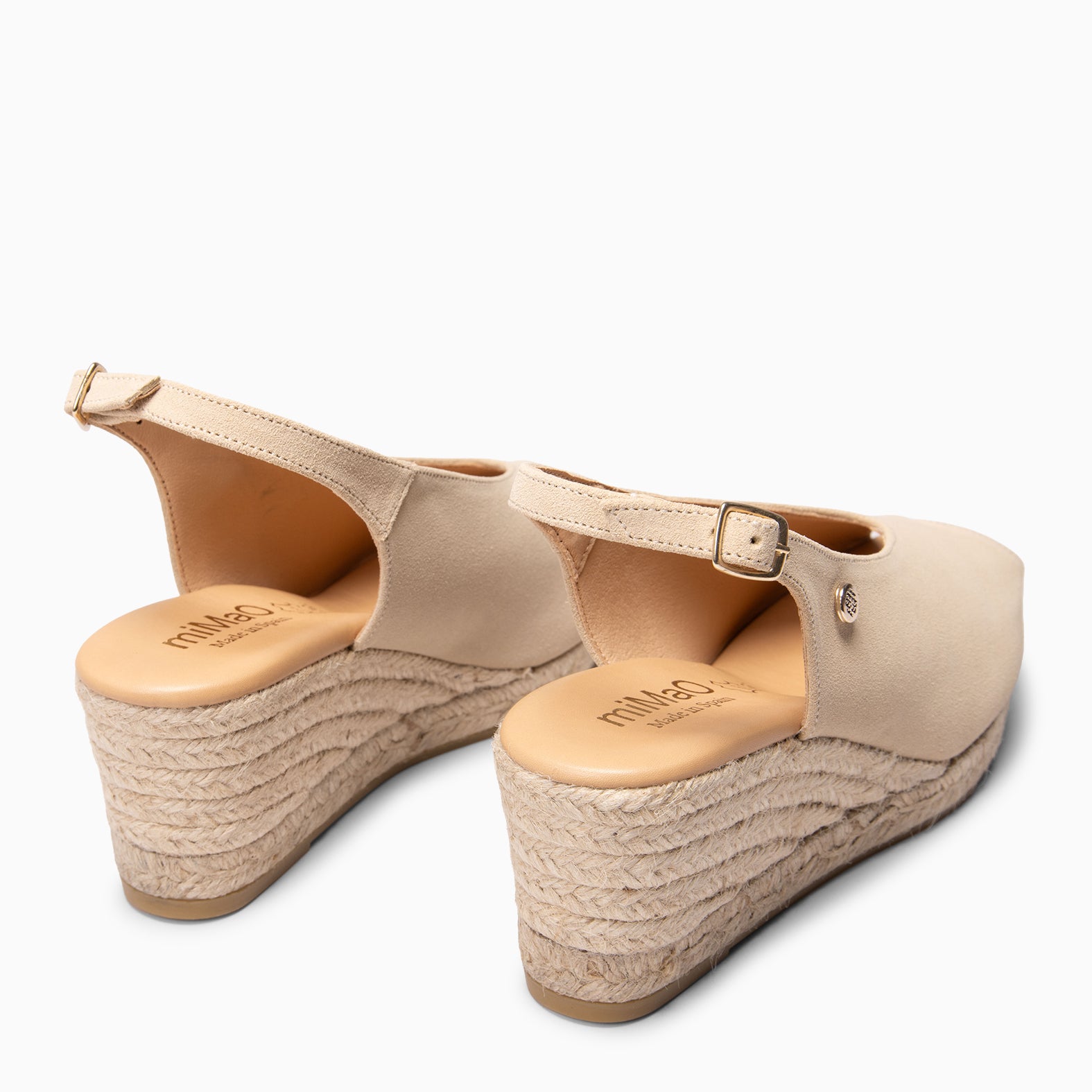 ELIAZAR - Cuña de esparto con puntera abierta BEIGE
