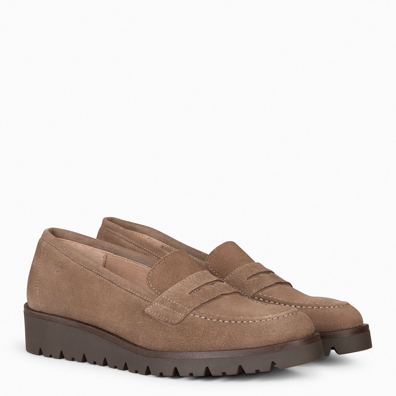 DAFNE - Mocasines de cuña de piel TAUPE